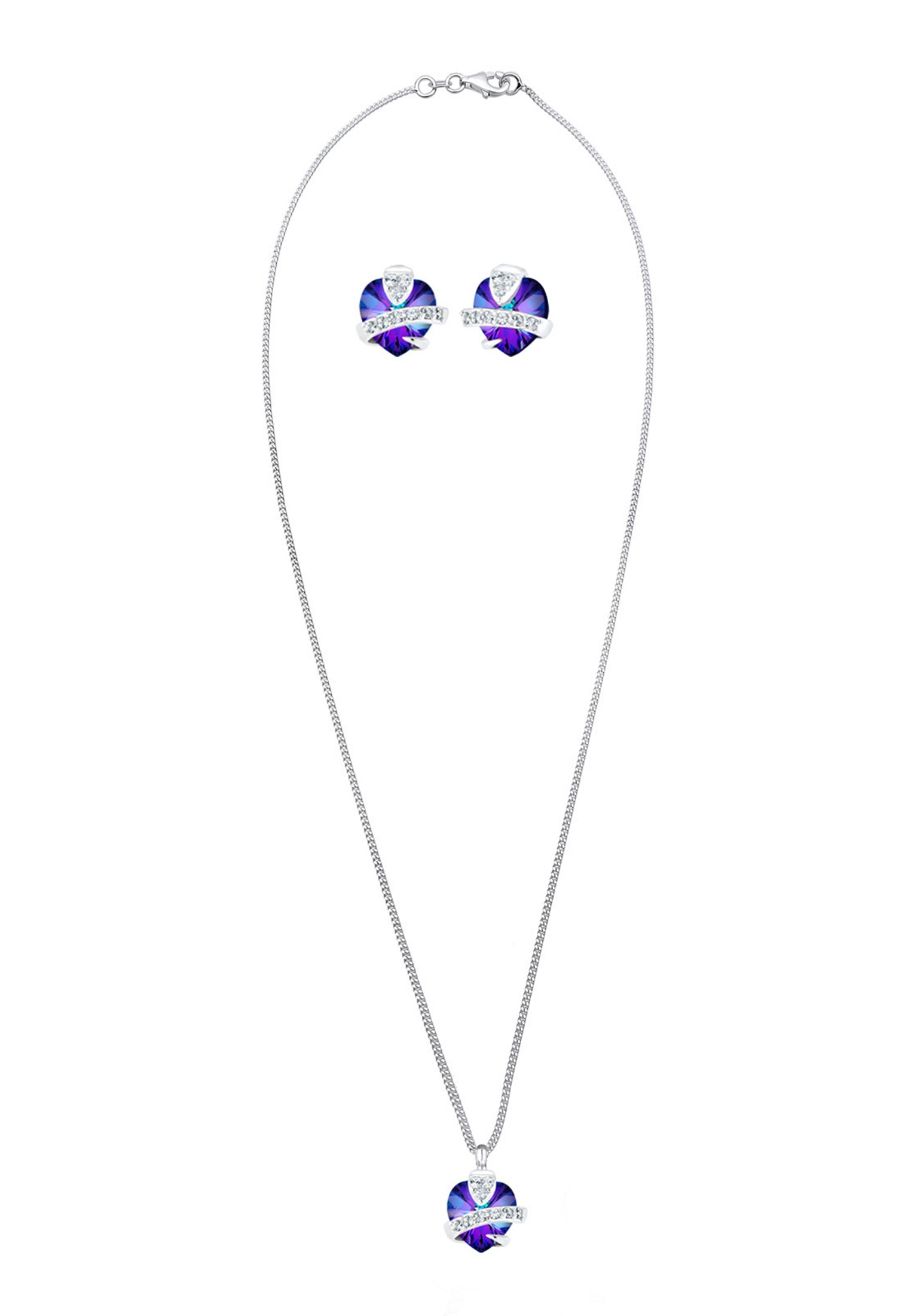Elli Ohrring und Ketten Set »Schmuckset Herz Glamourös 925 Silber, mit Kristallen von Swarovski®«