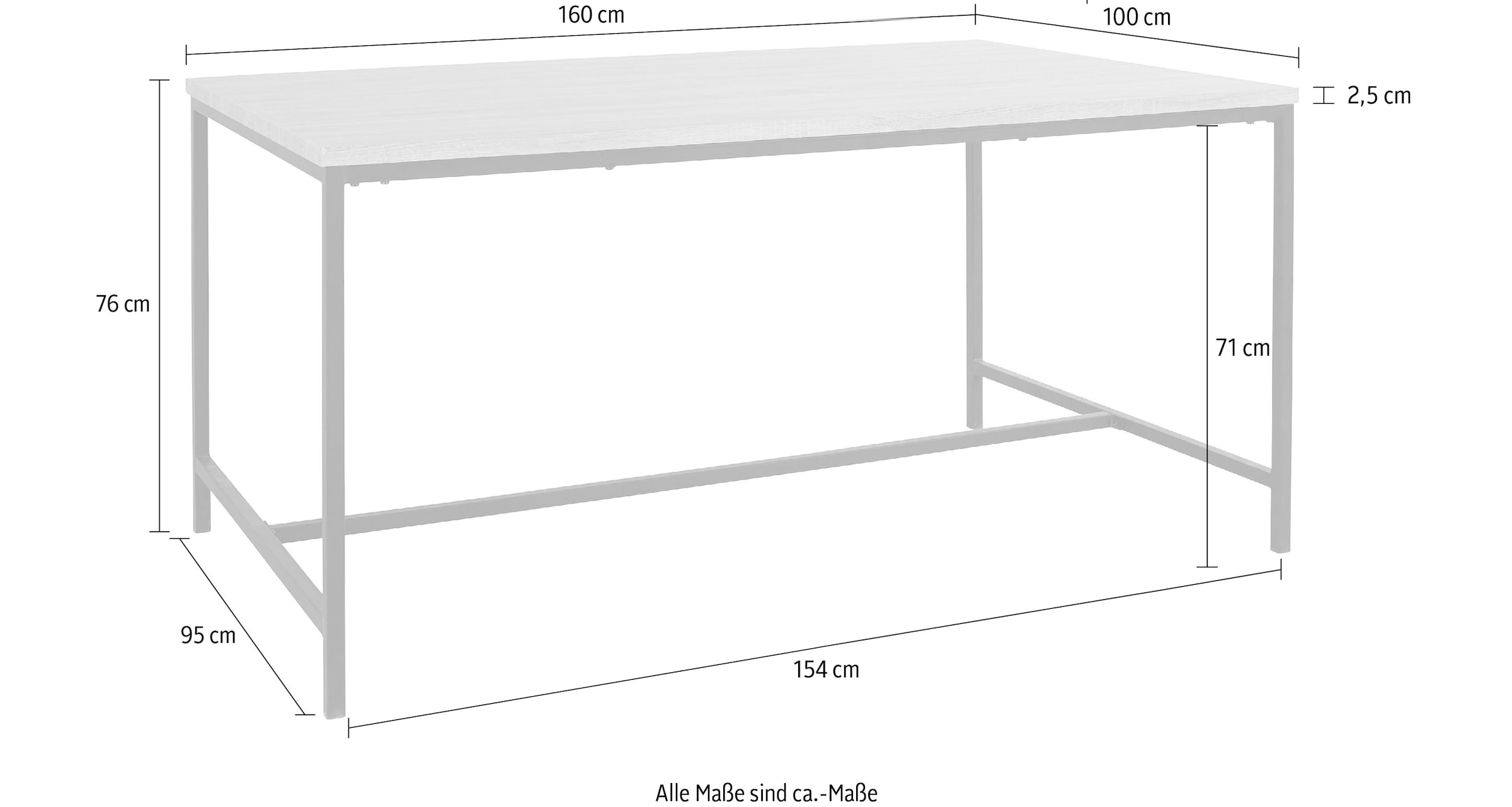 andas Esstisch »Vadum«, (1 St.), mit Tischplatte in einer Holzoptik und fühlbare Struktur, Höhe 76 cm