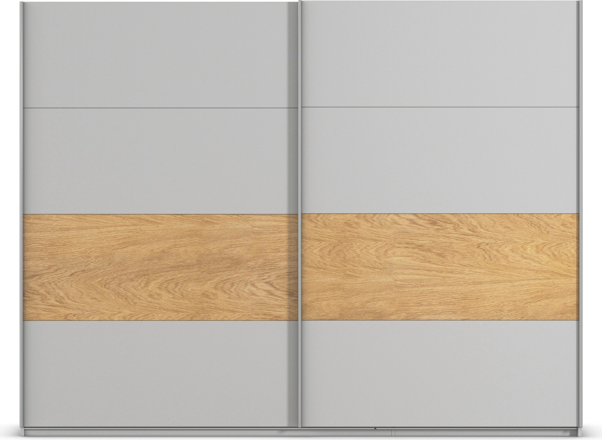 rauch Schwebetürenschrank »Kleiderschrank Schrank Garderobe Schlafzimmerschrank MALVA«, Bauchbinde abgesetzt in gebürstetem Eiche Furnier MADE IN GERMANY