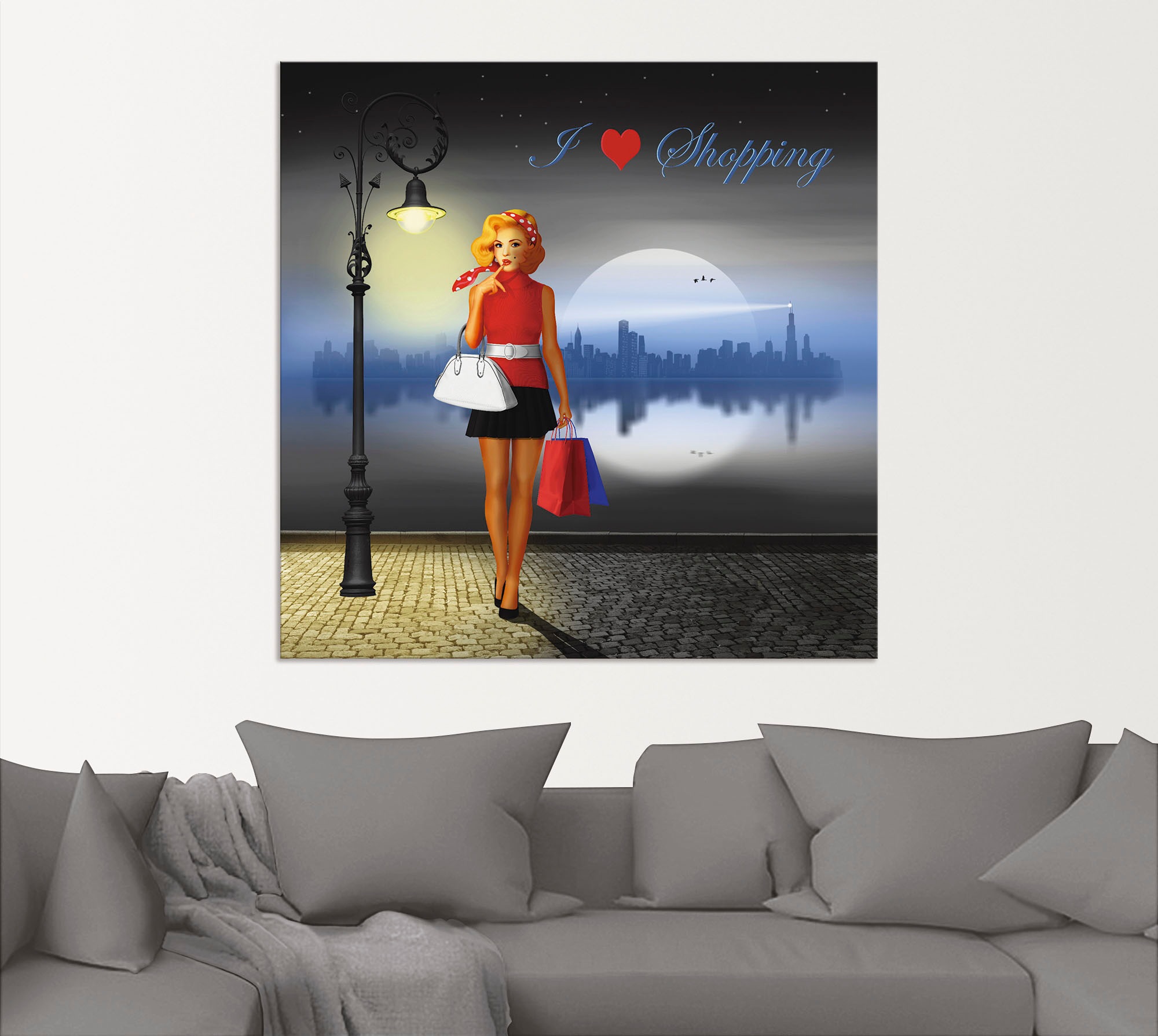 Artland Wandbild »Ich liebe Einkaufen« Mode 1 Stk. tlg. für Innen- und Außenbereich geeignet, Outdoorbild