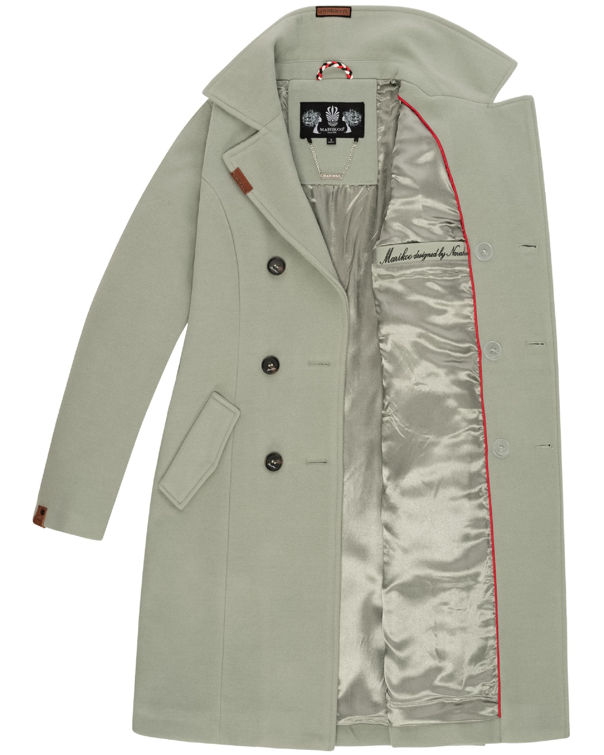 Marikoo Wollmantel »Wollmantel Nanakoo«, edler Damen Trenchcoat in Woll-Optik