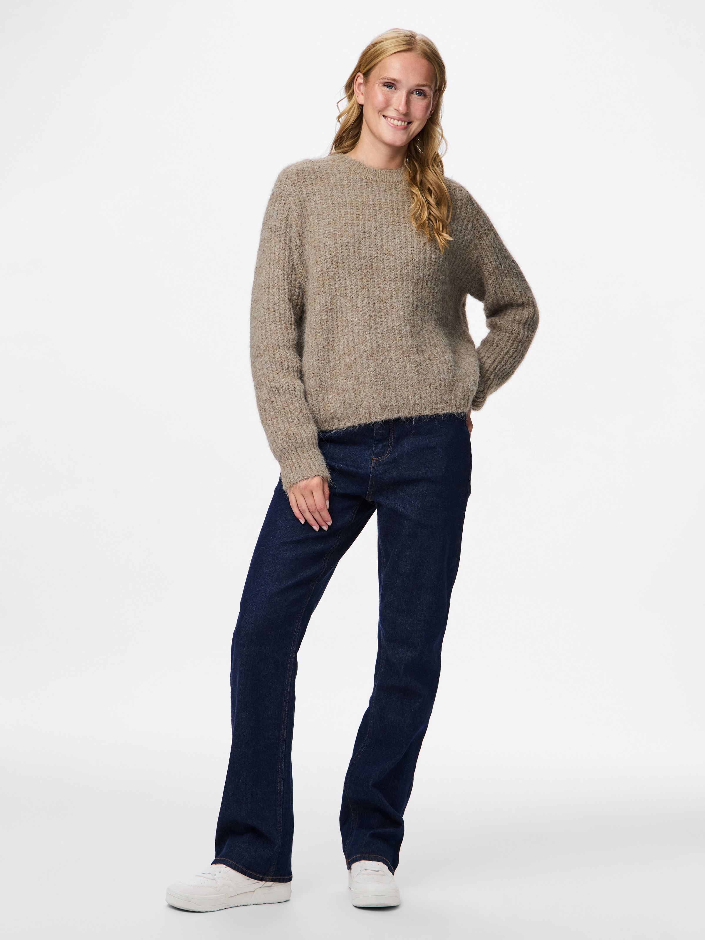 pieces Strickpullover »PCCLEO LS O-NECK CHUNKY KNIT NOOS BC«