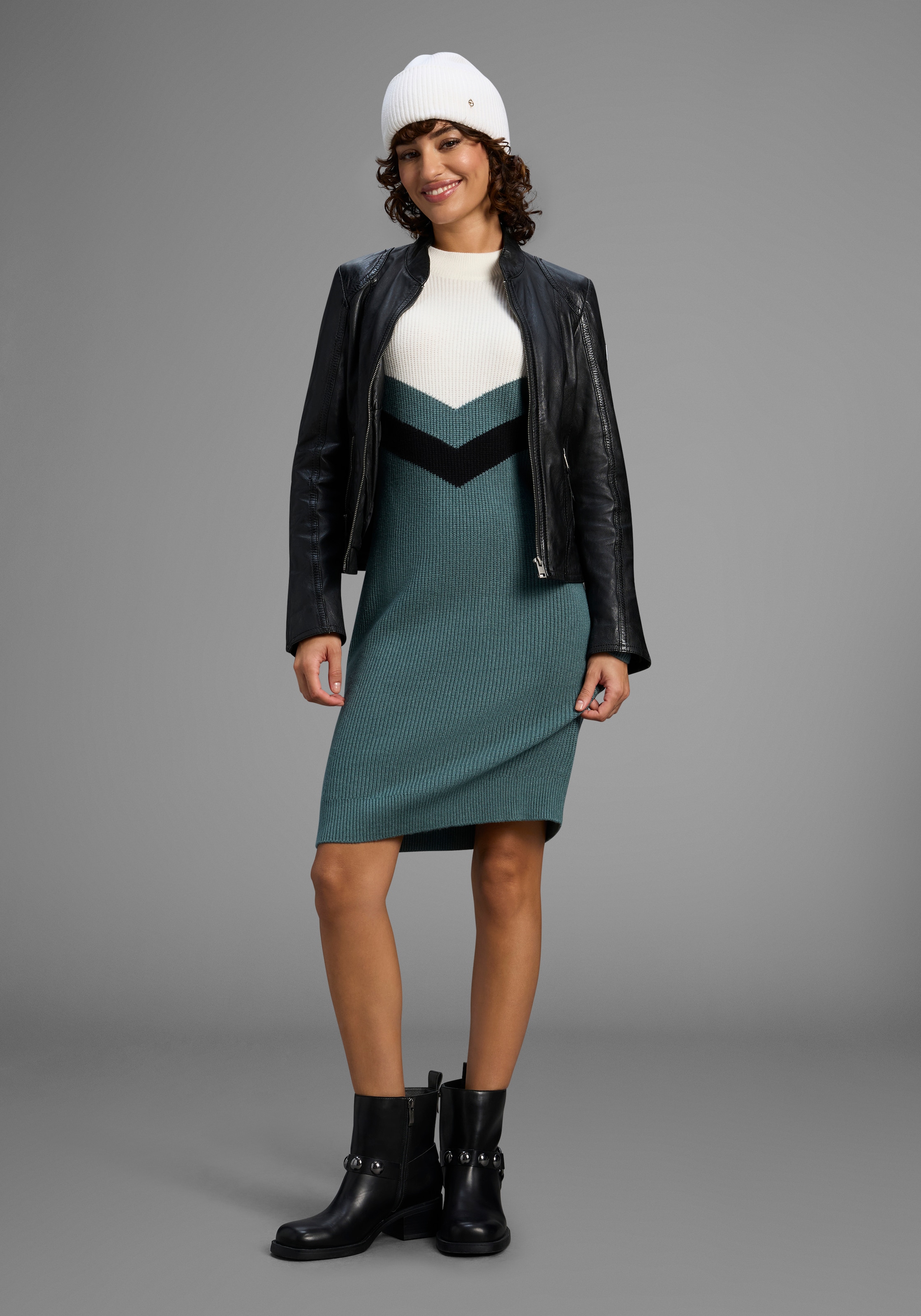 Laura Scott Strickkleid Ohne Taschen mit Streifenmuster aus weicher Viskosequalität