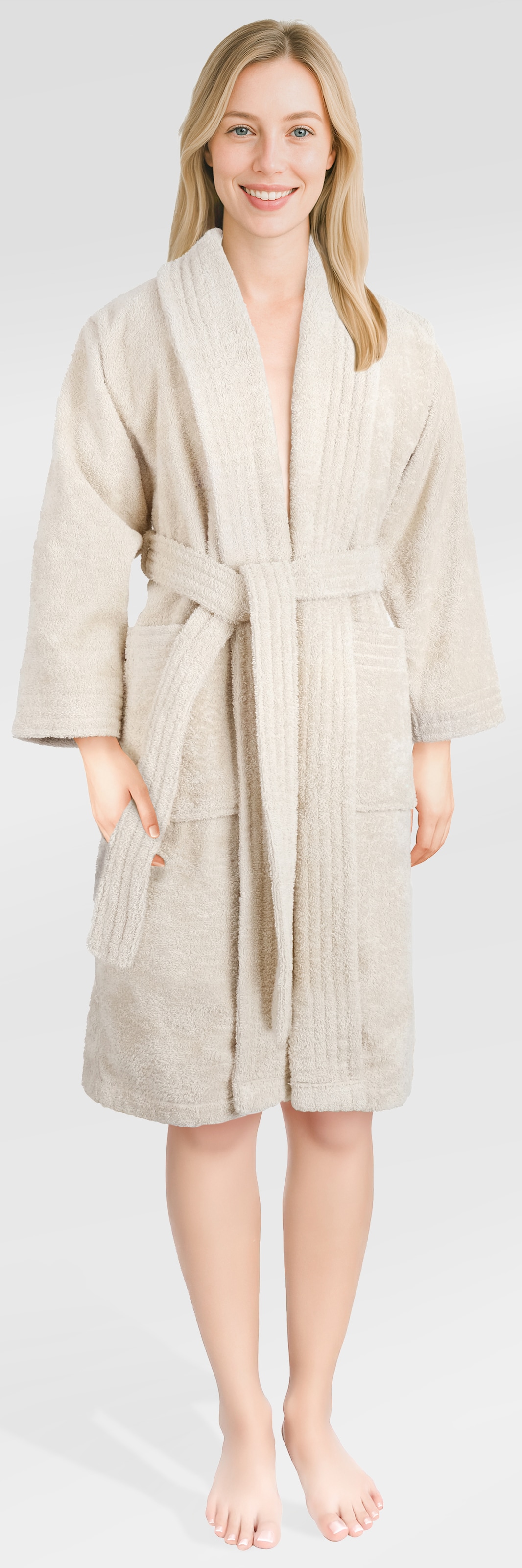 HAMMETEX Damenbademantel »Ren, 100% Baumwolle« 380 g/m² Frottee Bademantel mit Taschen – Saugfähig & Weich