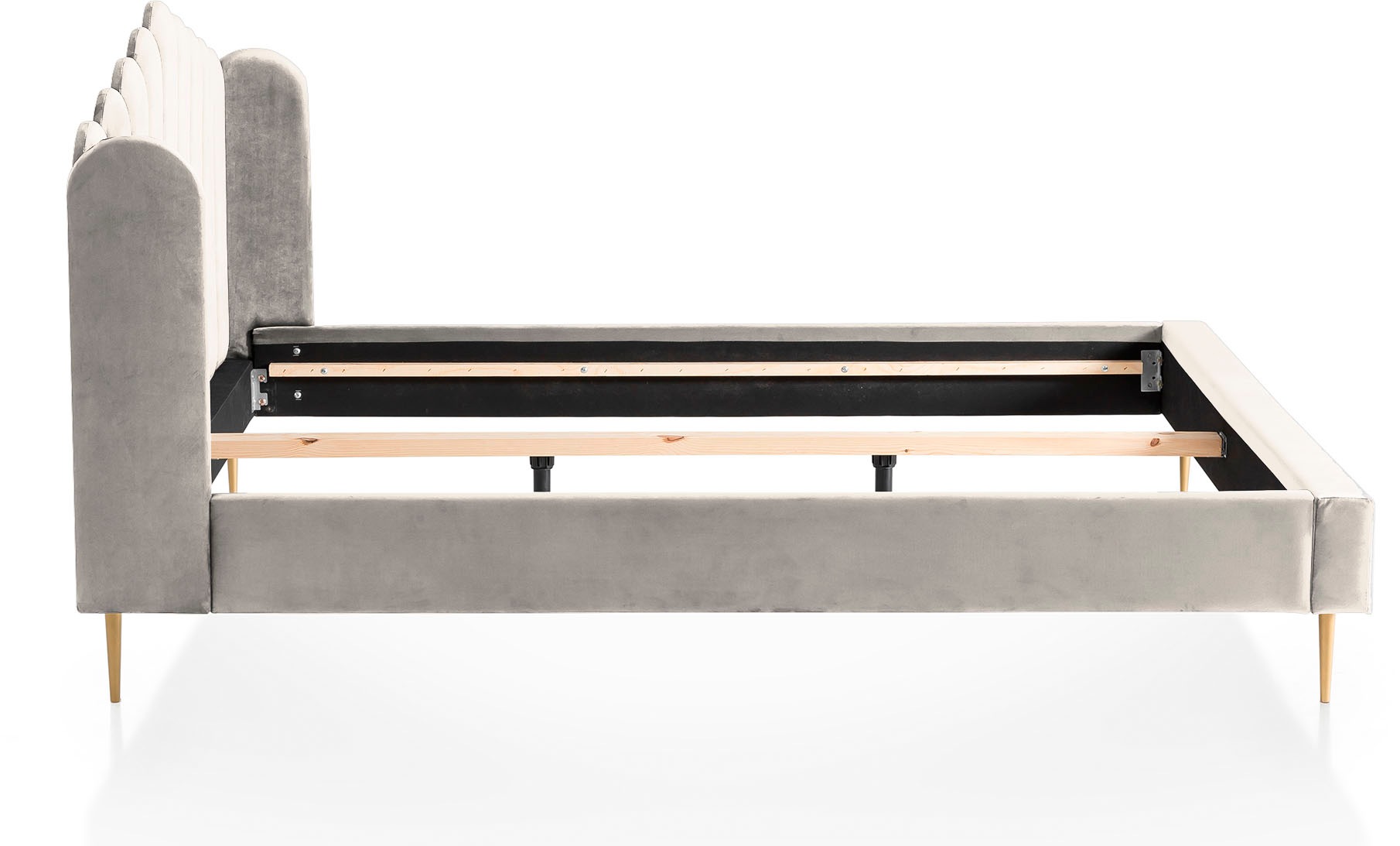 SalesFever Polsterbett »Komfortables Bett für erholsamen Schlaf« Eleganz trifft Komfort: Samt-Bezug, goldfarbene Metallfüße