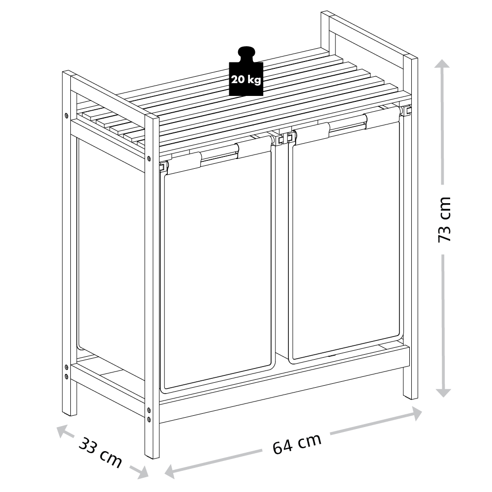 KESPER® Wäschesortierer »Wäschesammler, Bambus, FSC« mit 2 Auffangtaschen für Wäsche