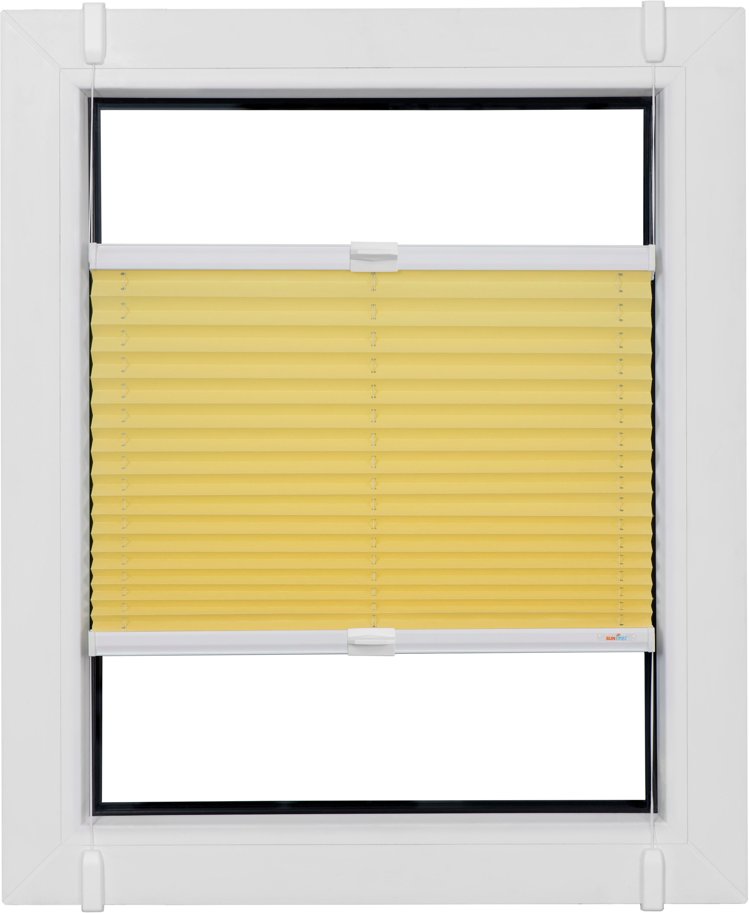 sunlines Plissee »One Size Style Crepe« blickdicht ohne Bohren verspannt Zubehörfarbe weiß, zum Klemmen