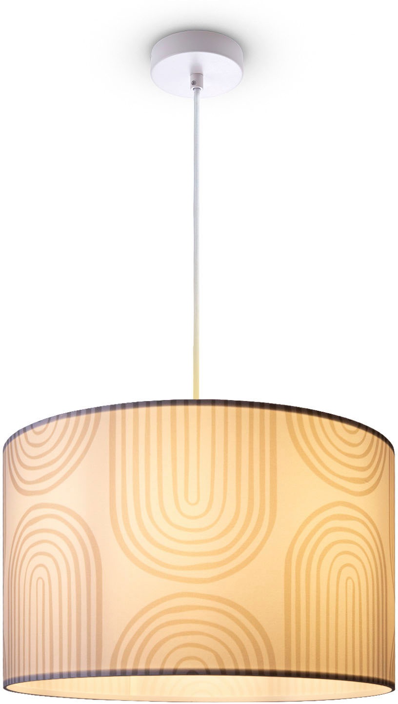 Paco Home Pendelleuchte »Hugo Pillar«, Leuchtmittel E27 | ohne Leuchtmittel, Pendelleuchte Esszimmer Wohnzimmerlampe Stoffschirm Modern Abstrakt
