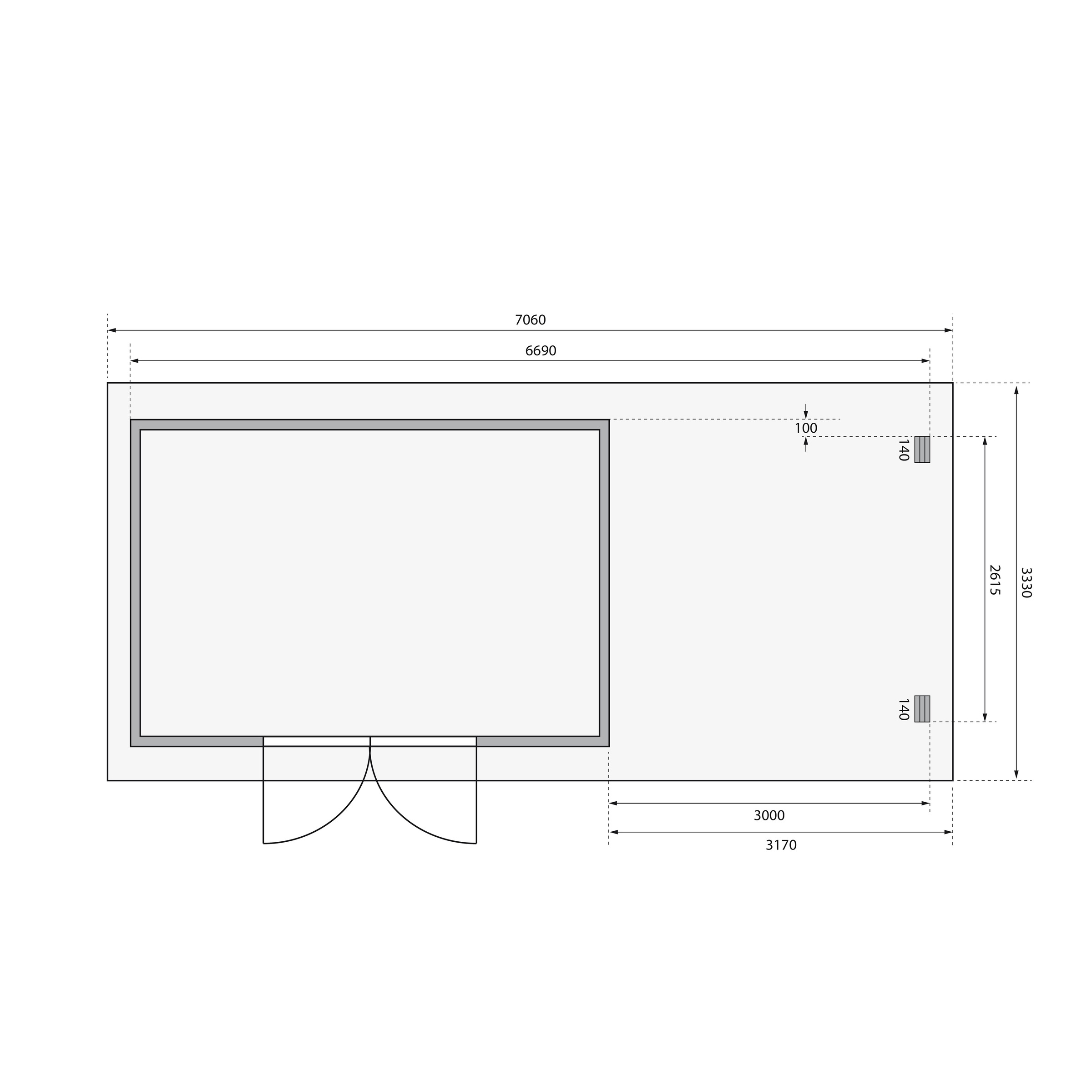 Karibu Gartenhaus »Trittau 5« mit Anbaudach und Fenster