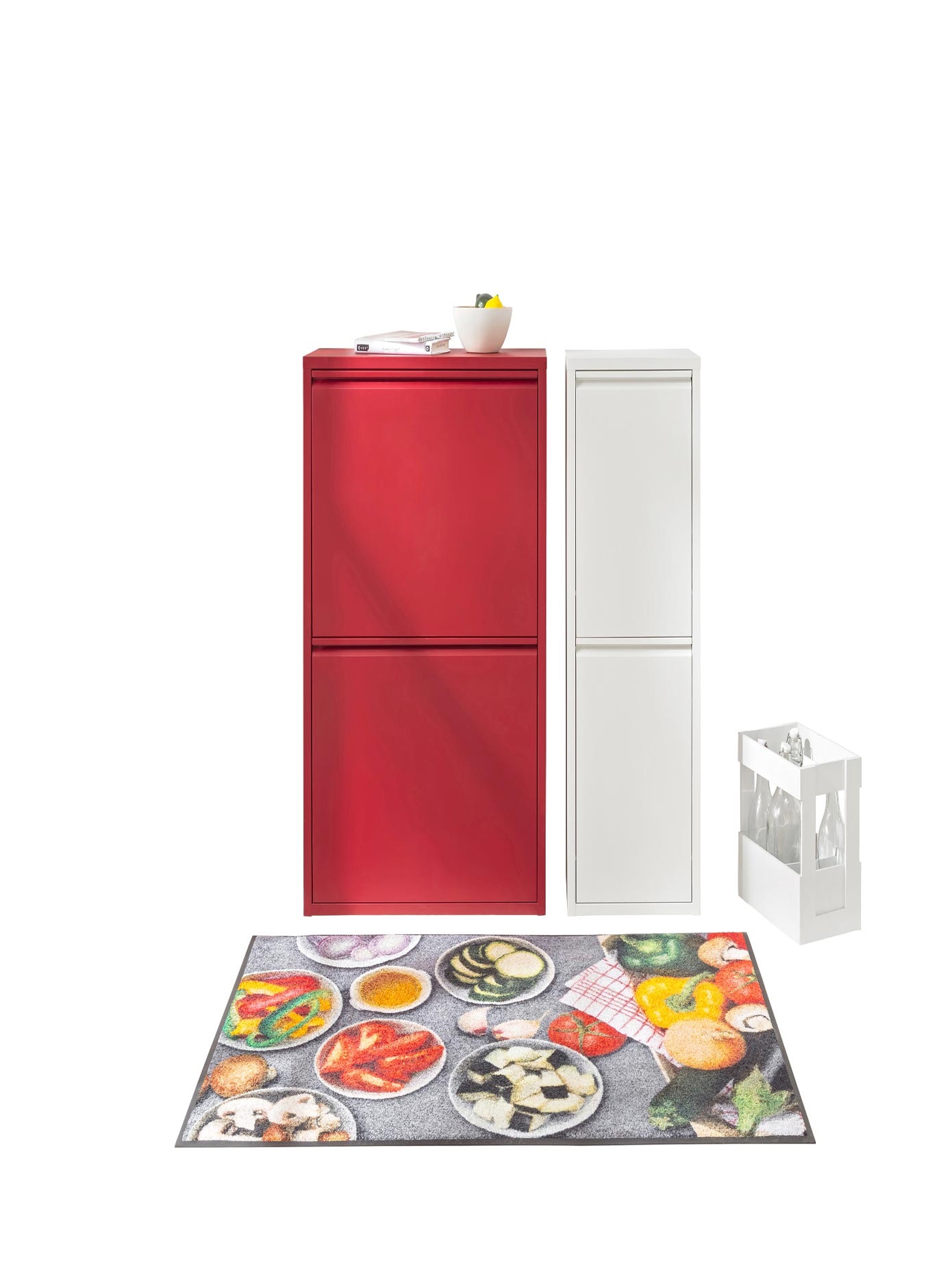 Heine Home Mülleimer in rot, Größe B/H/T: 60 cm x 92 cm x 25 cm