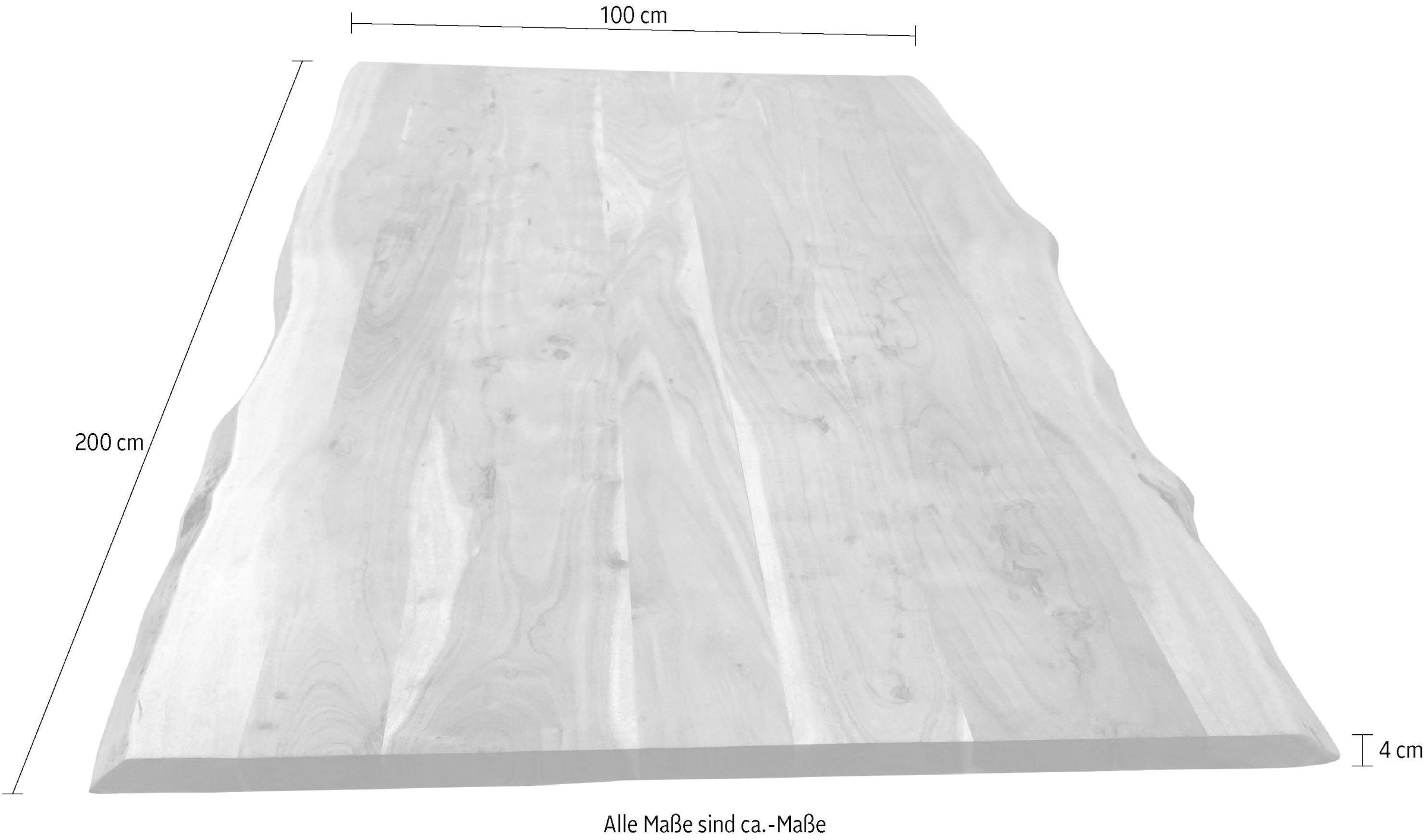 SIT Tischplatte, aus Massivholz Akazie, mit Baumkante