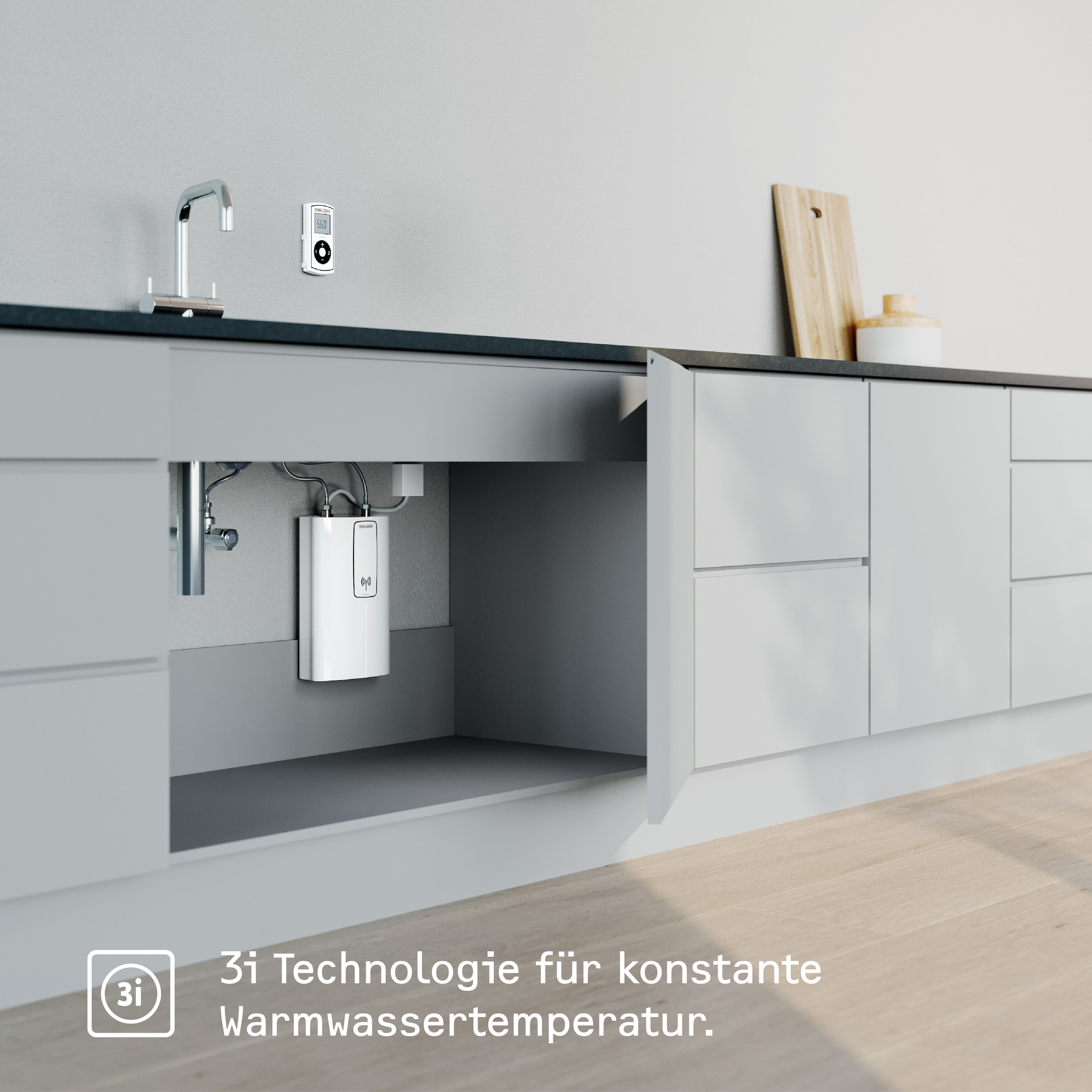 STIEBEL ELTRON Kompakt-Durchlauferhitzer »DCE 11/13 RC«, 3i Technologie für konstante Warmwassertemperatur, mit Fernbedienung