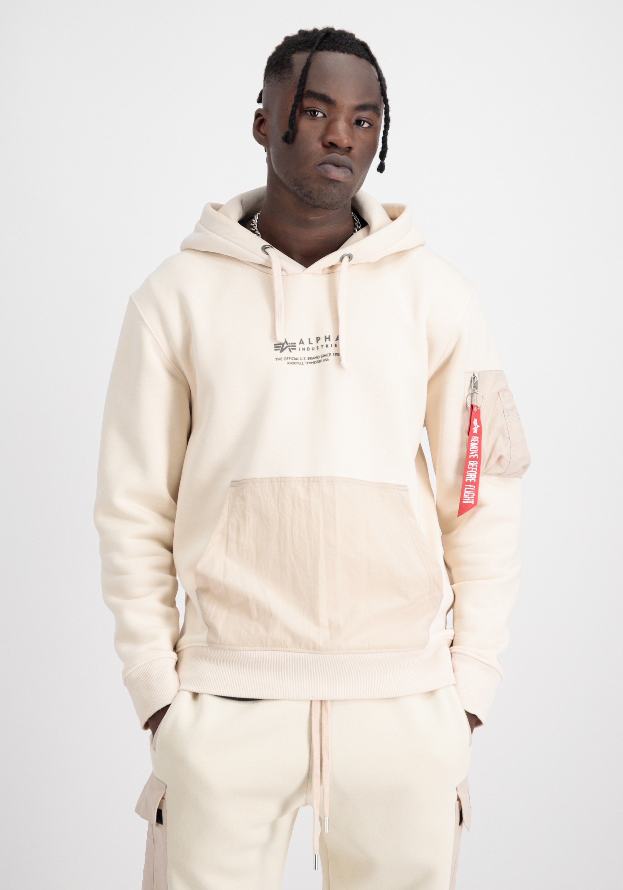 HOT Mens Hoodie Alpha Industries Pullover Beige Mens Hoodies