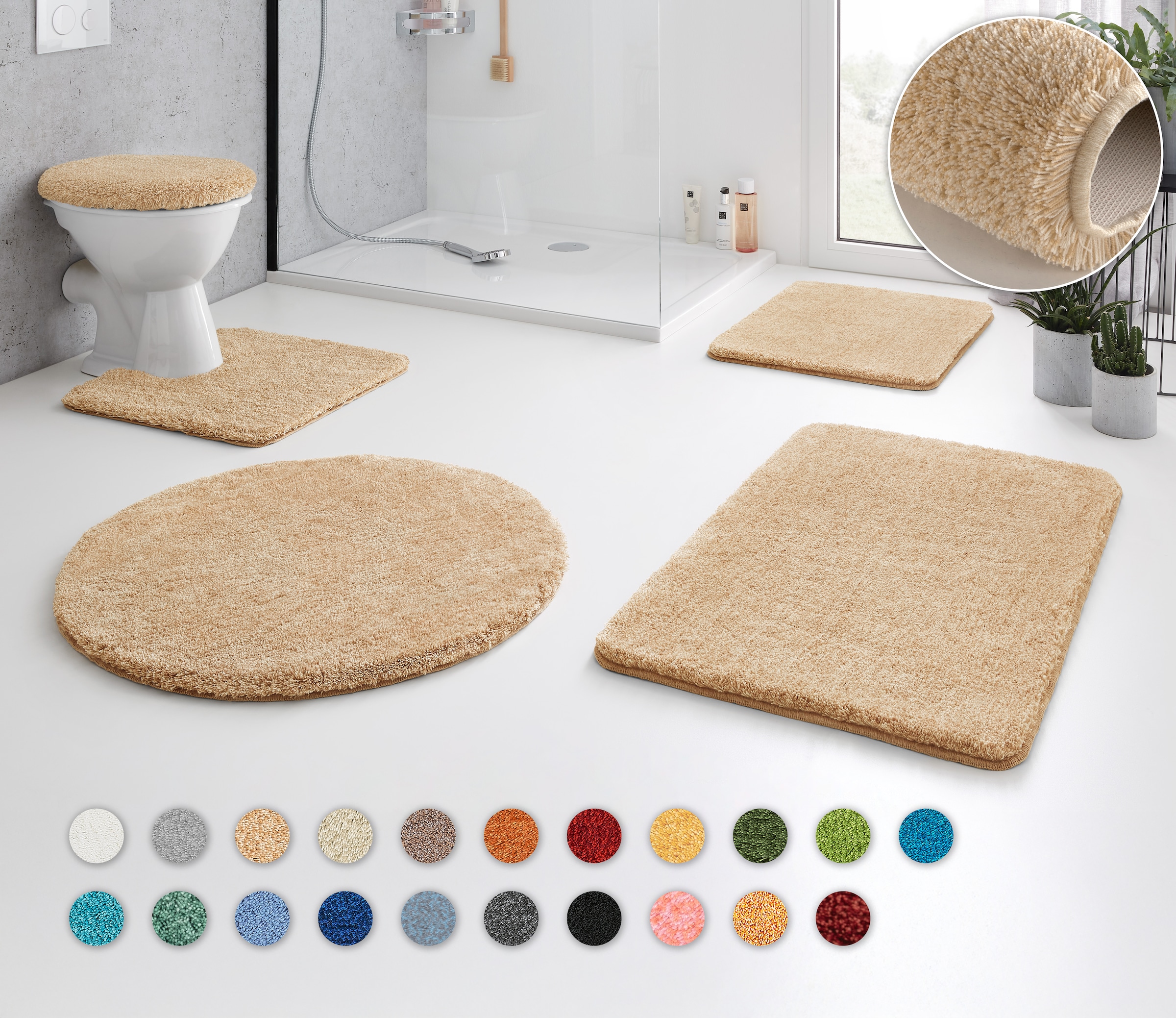 Kleine Wolke »RELAX« Höhe 30 mm rutschhemmend beschichtet fußbodenheizungsgeeignet Badteppich, Uni Farben, rechteckig, rund & als Set erhältlich