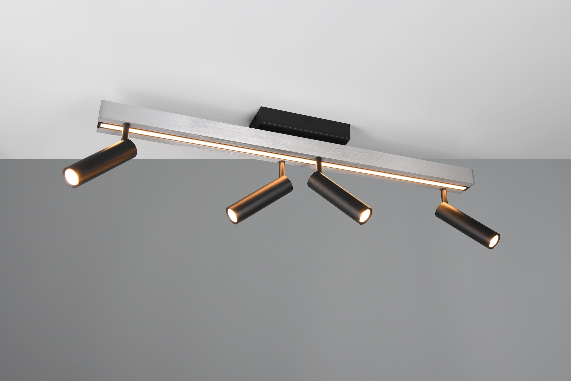 TRIO Leuchten LED Deckenleuchte »ZENO ausziehbare LED Deckenlampe mit 4 verstellbaren Spots dimmbar CCT« LED-Board 1 Stk. warmweiß - kaltweiß getrennt schaltbare Spots, Lichtfarbe einstellbar inkl Fernbedienung