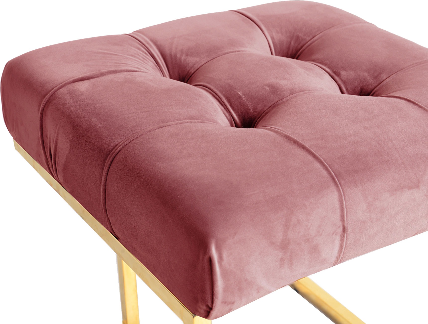 Kayoom Polsterhocker »Hocker Rarity 125, Edler Touch durch goldenes Gestell« 1 Stk. tlg. eckig, samtweich, gesteppt, mit Zierknöpfen, Edelstahlgestell