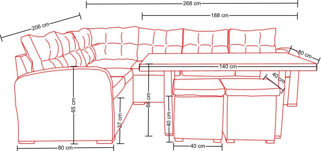 Destiny Gartenlounge-Set »SANTA PONSA«, (20 tlg., 2x Schenkel, 2x Hocker, 1x Tisch, inkl. Auflagen), Aluminium, Polyrattan