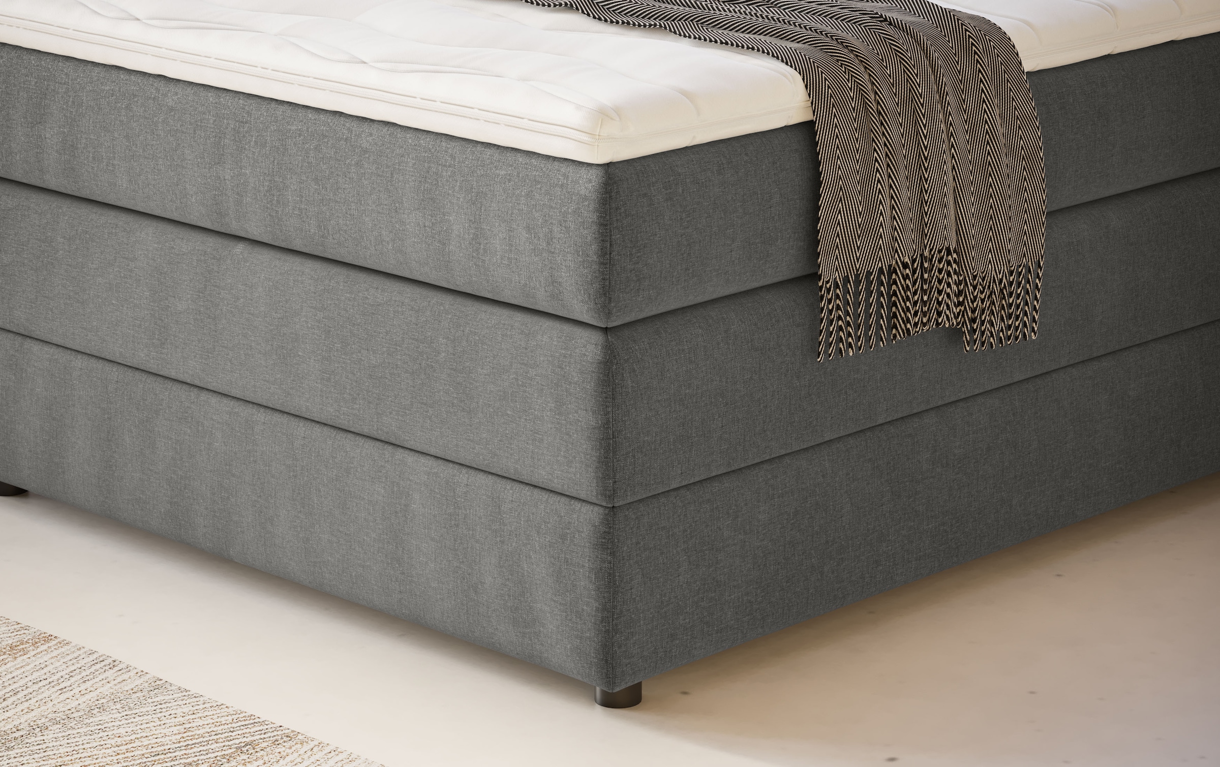 Home affaire Boxspringbett »FINJA mit Bettkasten, inkl. Bonnellfederkern-Matratze H3« besonders komfortable Liegehöhe, mit praktischem Bettkasten