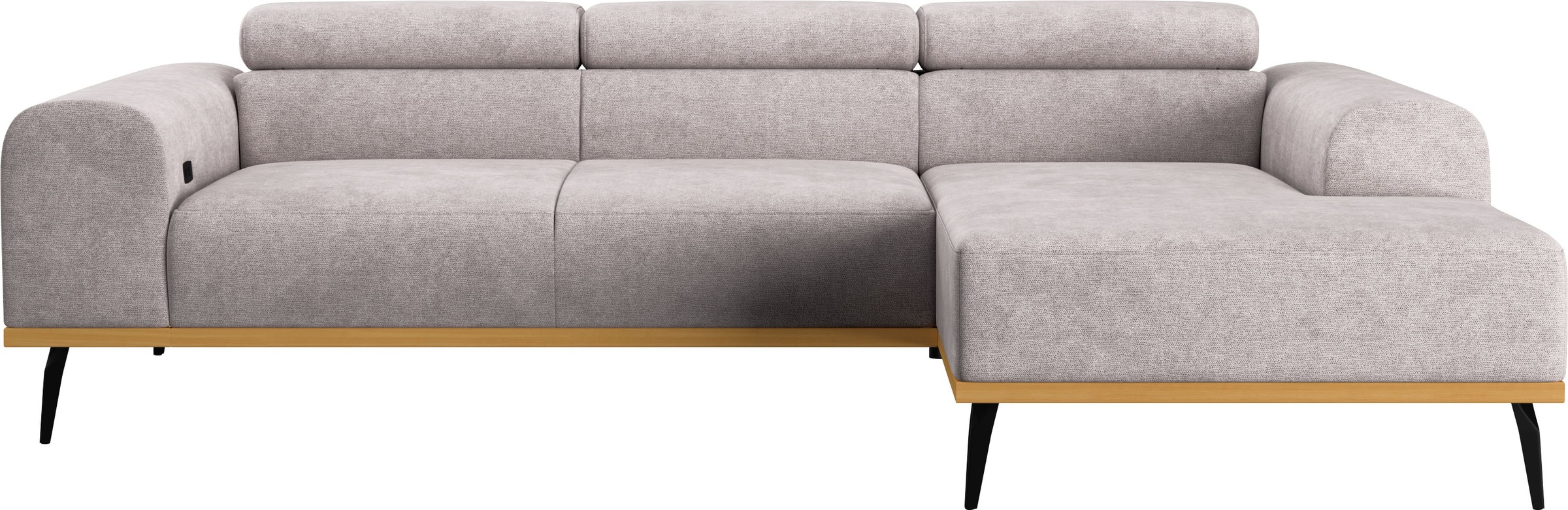 Places of Style Ecksofa »Carlo L-Form«, mit Kopfteilverstellung & Holz-Rahmenoptik, optional Relaxfunktion