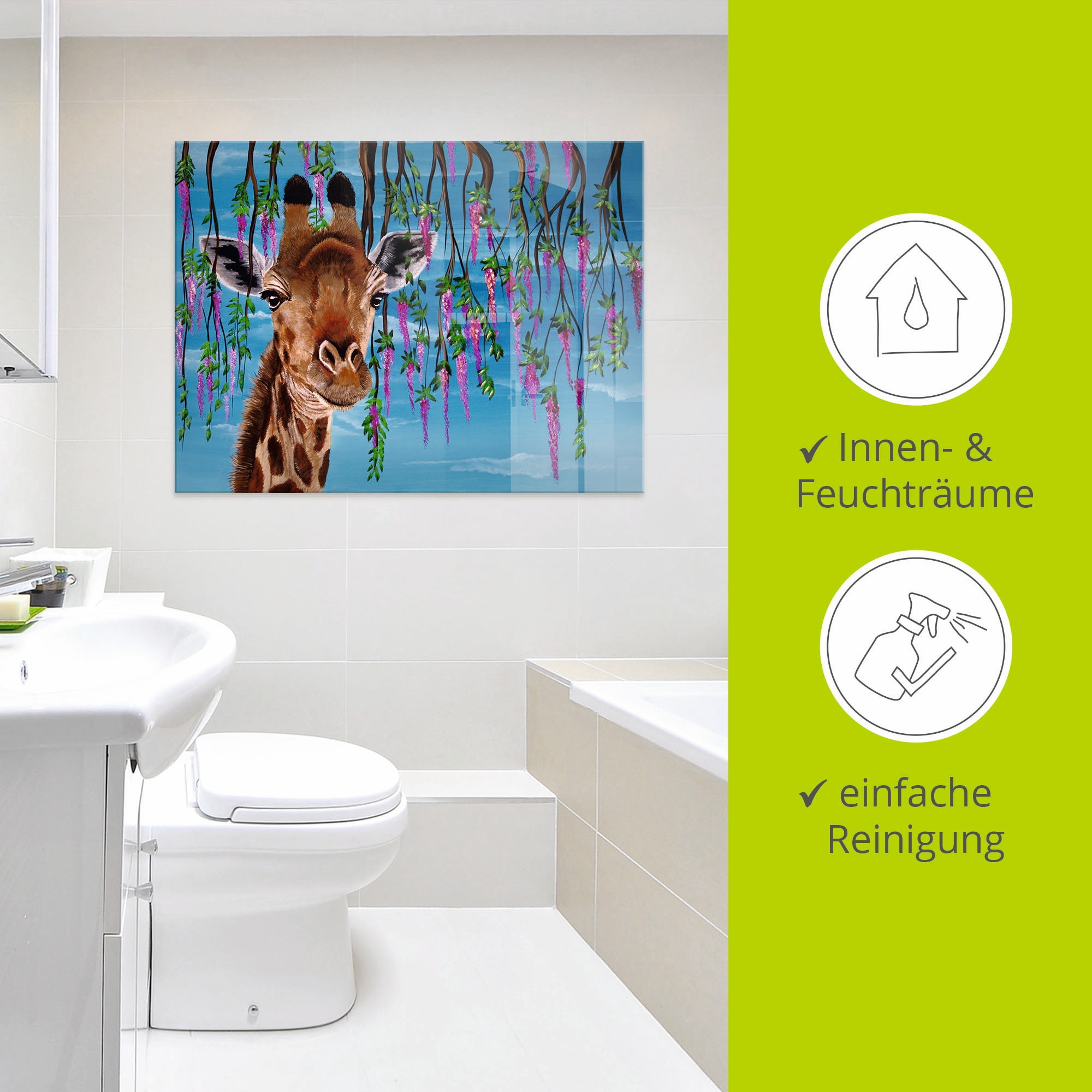 Artland Glasbild »Giraffe«, Wildtiere, (1 St.), in verschiedenen Größen