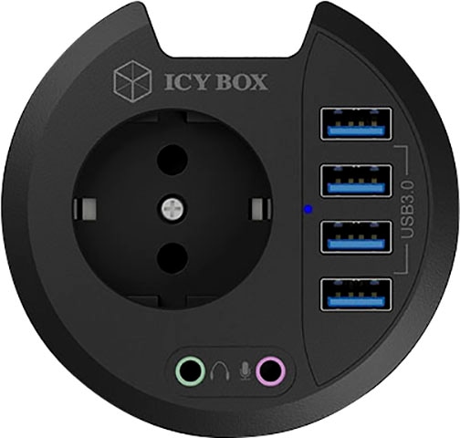 ICY BOX USB-Adapter »ICY BOX Tisch-Hub 4x USB 3.2 mit Audio Ein-/Ausgang und 230V Steckdose«