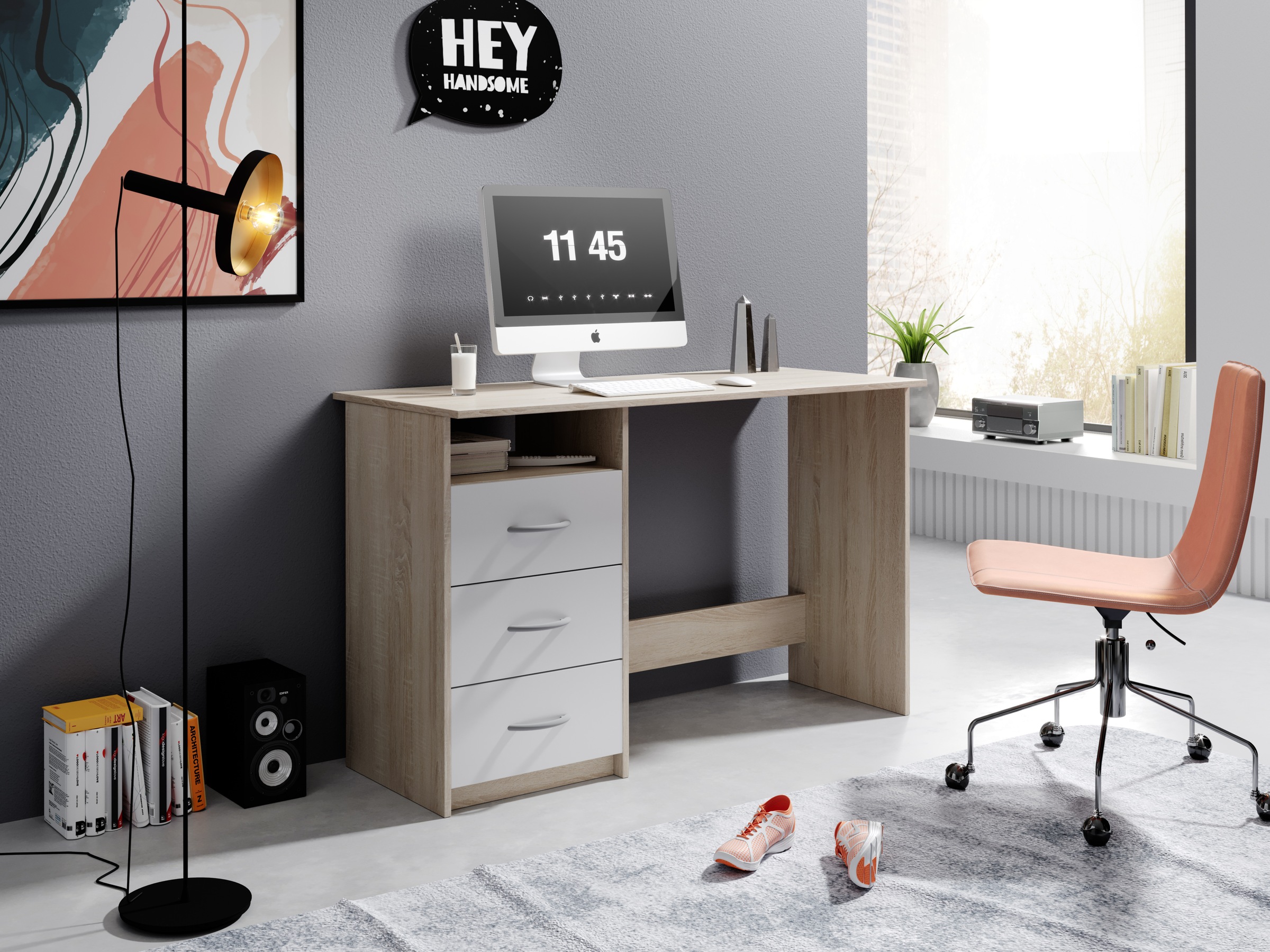 BEGA OFFICE Schreibtisch »Adria, Computertisch,« Schubkästen rechts oder links montierbar, Breite 123 cm