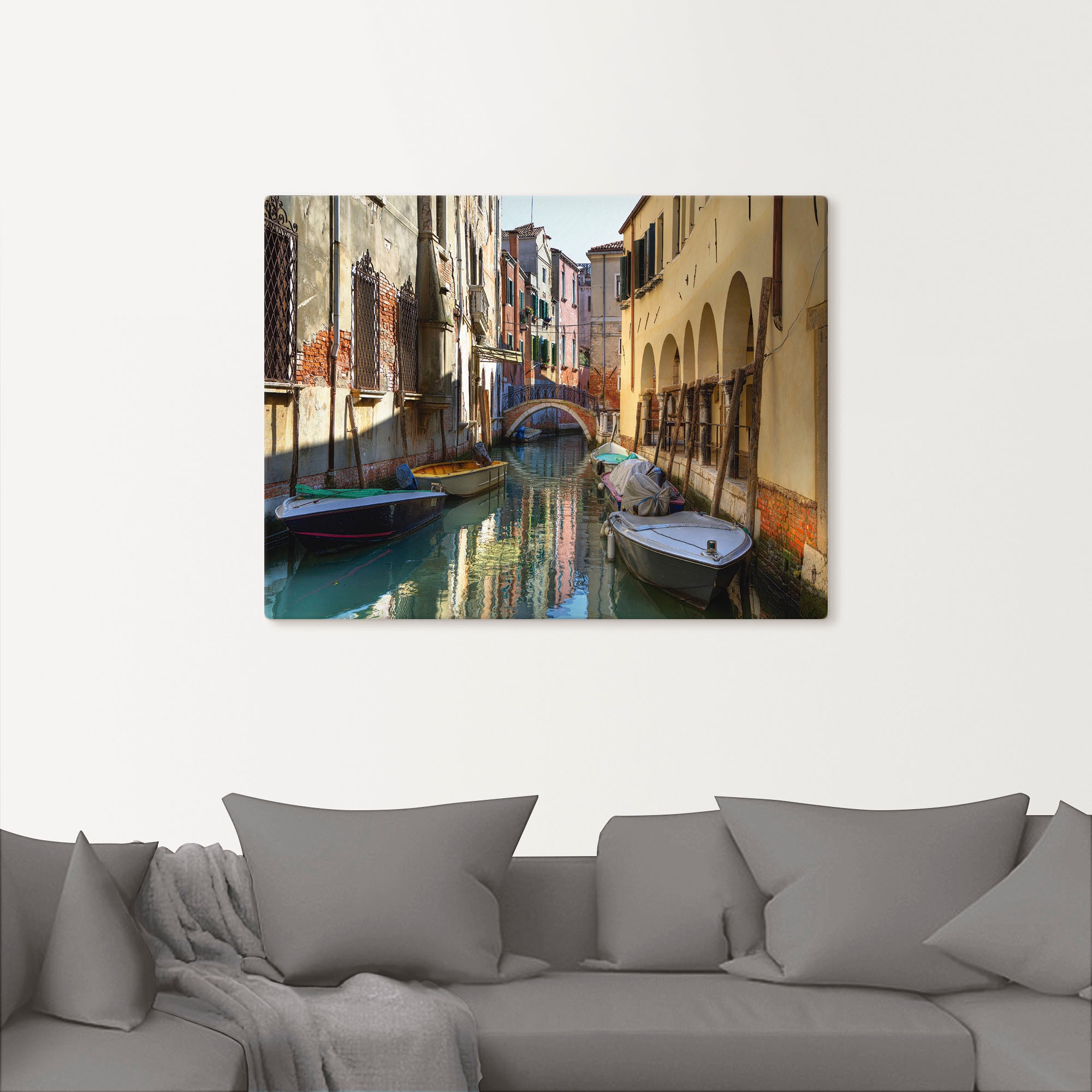 Artland Wandbild »Boote auf Kanal in Venedig«, Italien, (1 St.), als Alubild, Outdoorbild, Leinwandbild, Poster in verschied. Größen