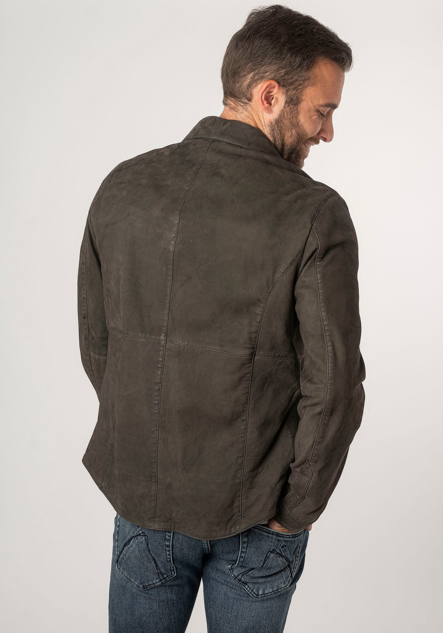 Mauritius Lederjacke »MMJemmo«, mit Hemdblusenkragen, Knopfleiste