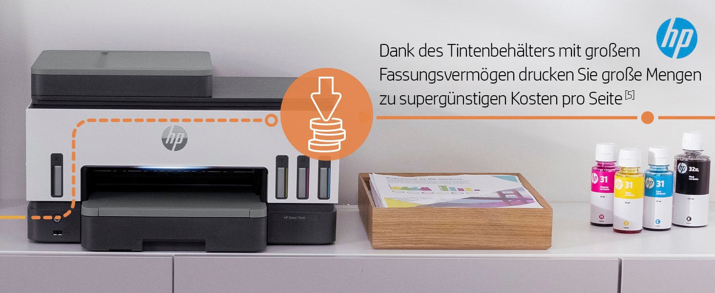 HP Multifunktionsdrucker »Smart Tank 7605«, Ohne Patronen, kompromisslos und bis 3 Jahre Tinte im Lieferumfang.