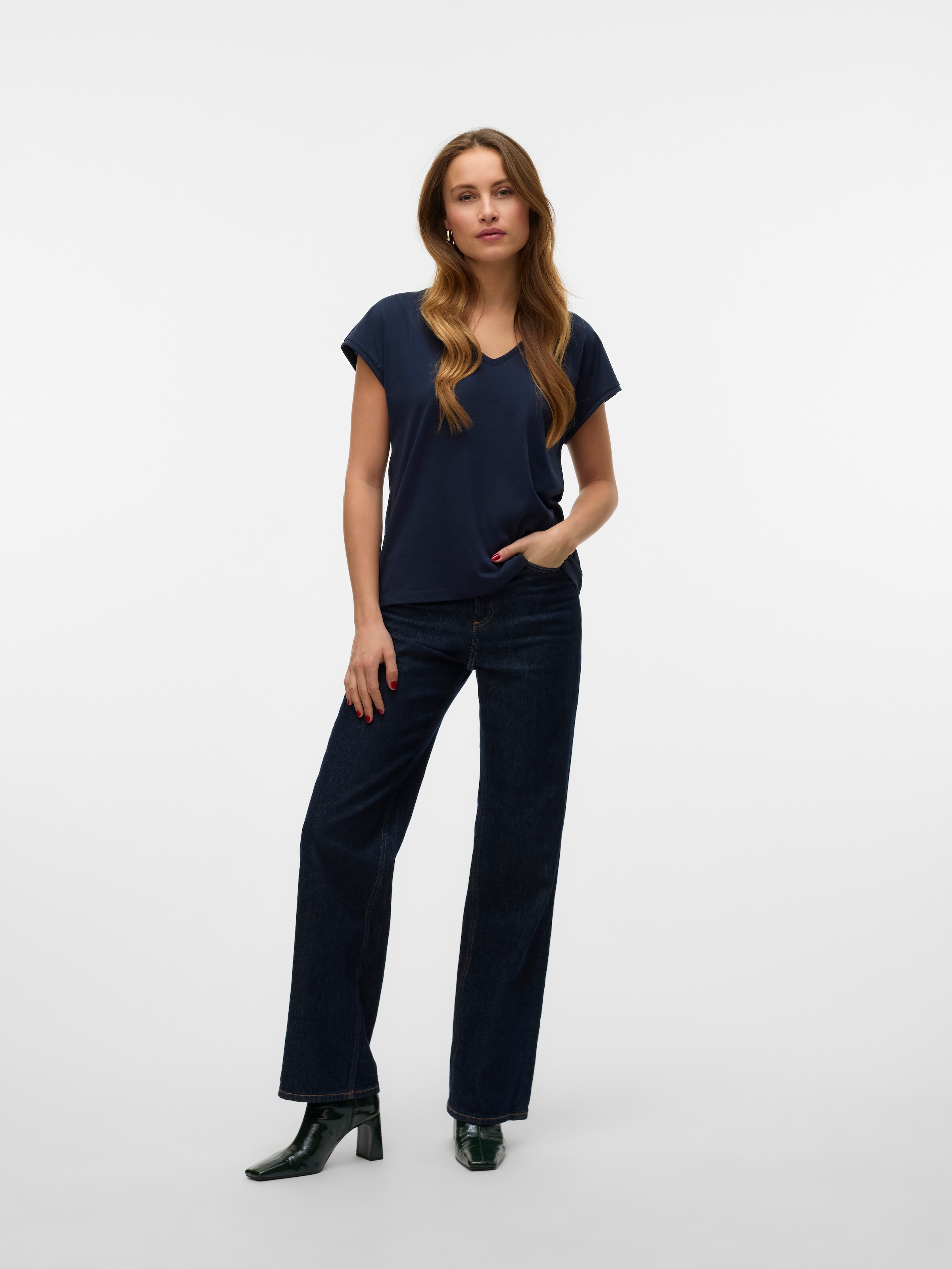 Vero Moda Kurzarmshirt »VMLUNA SS V-NECK TEE JRS NOOS«