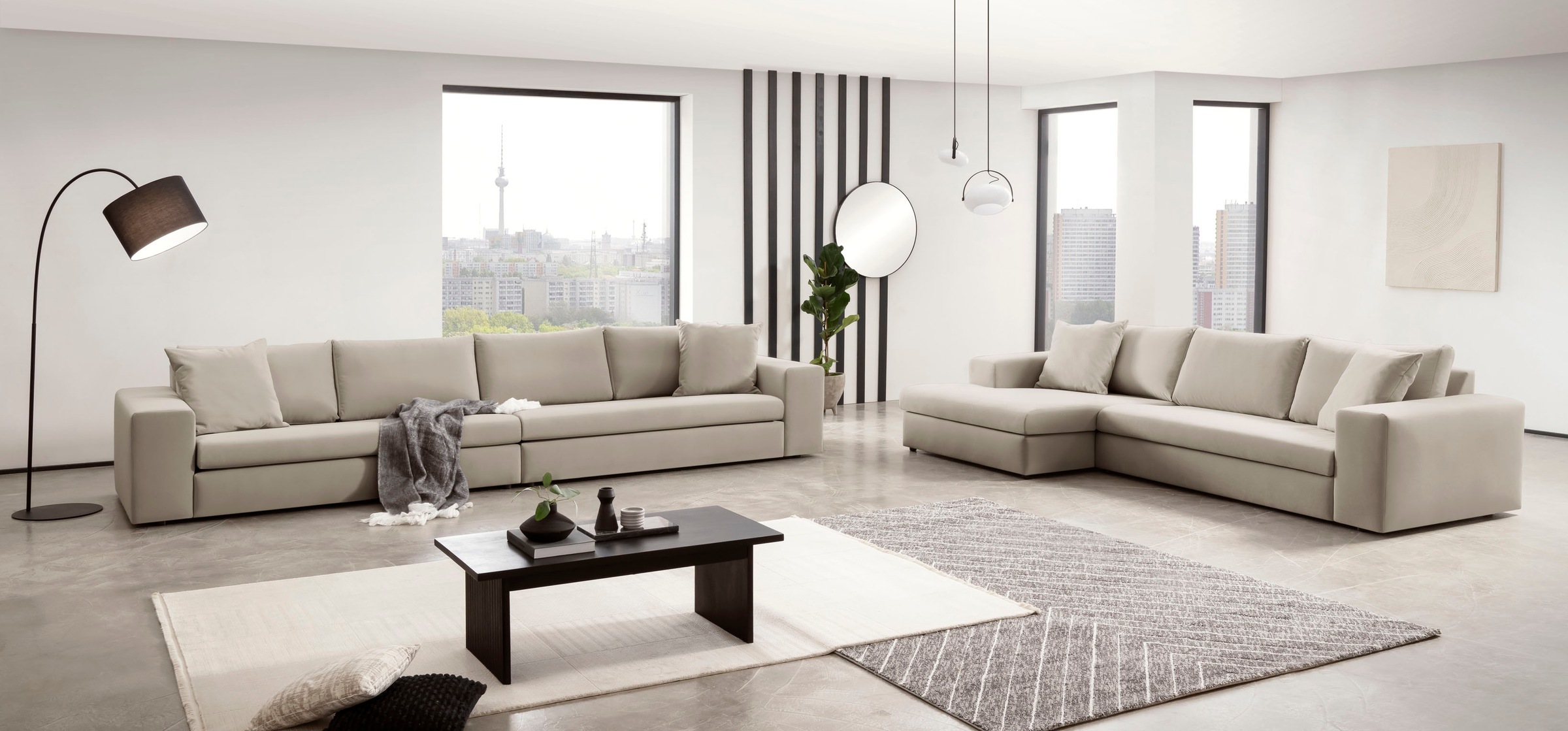andas Ecksofa »SLEETLAND XXL in Samtvelours oder Vintage-Leder-Optik, L-Form,«, besonders groß und bequem