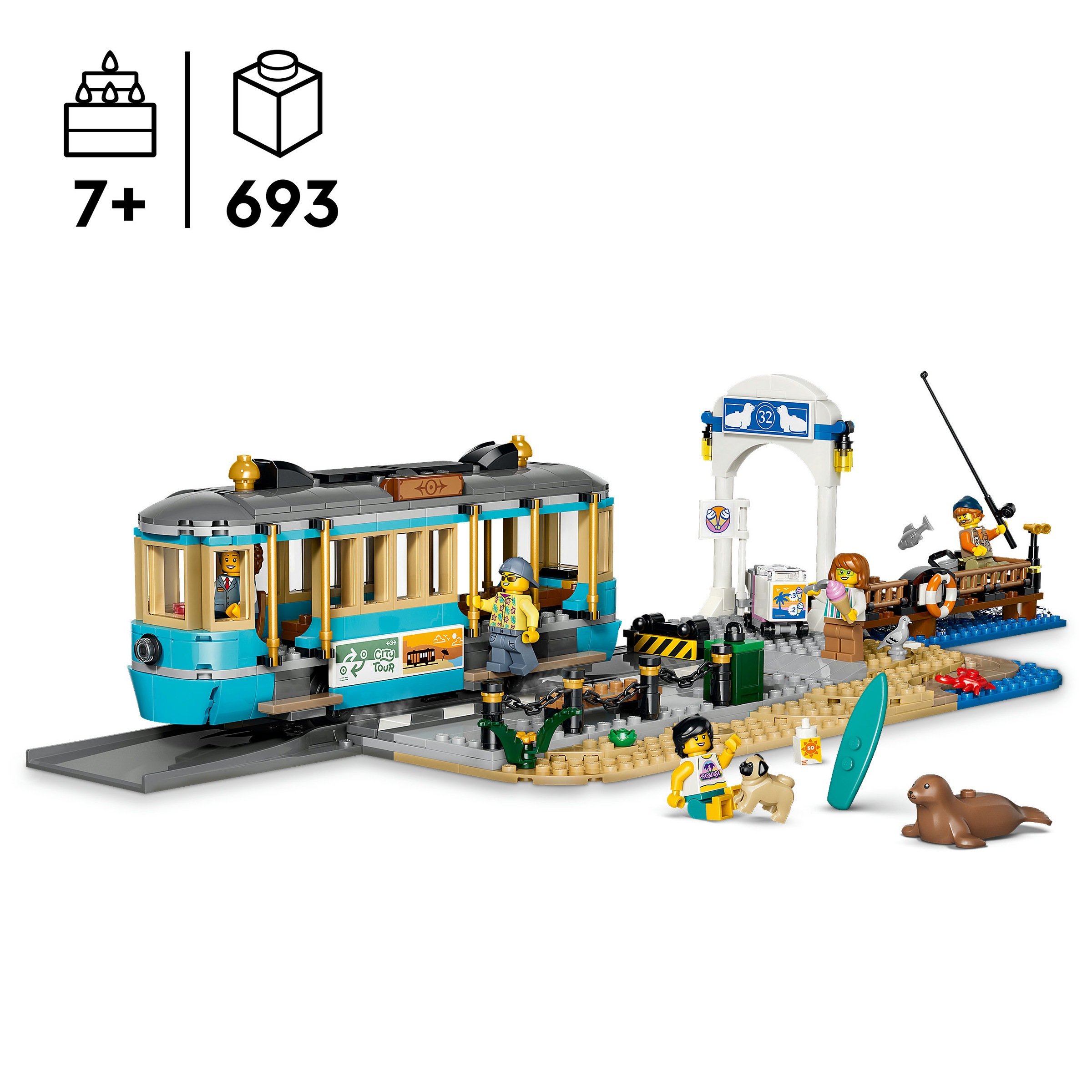 LEGO® Konstruktionsspielsteine »Klassische Strandstraßenbahn (60506), LEGO City« Made in Europe