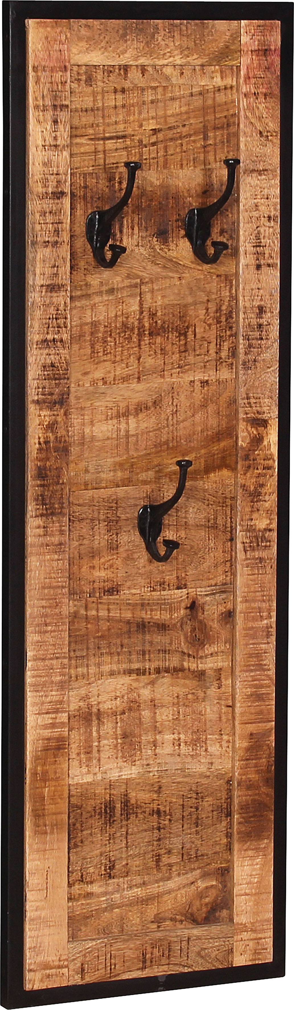 Sit Garderobenpaneel Massivholz mit Metallrahmen in schwarz, Größe B/H/T: 35 cm x 110 cm x 3 cm