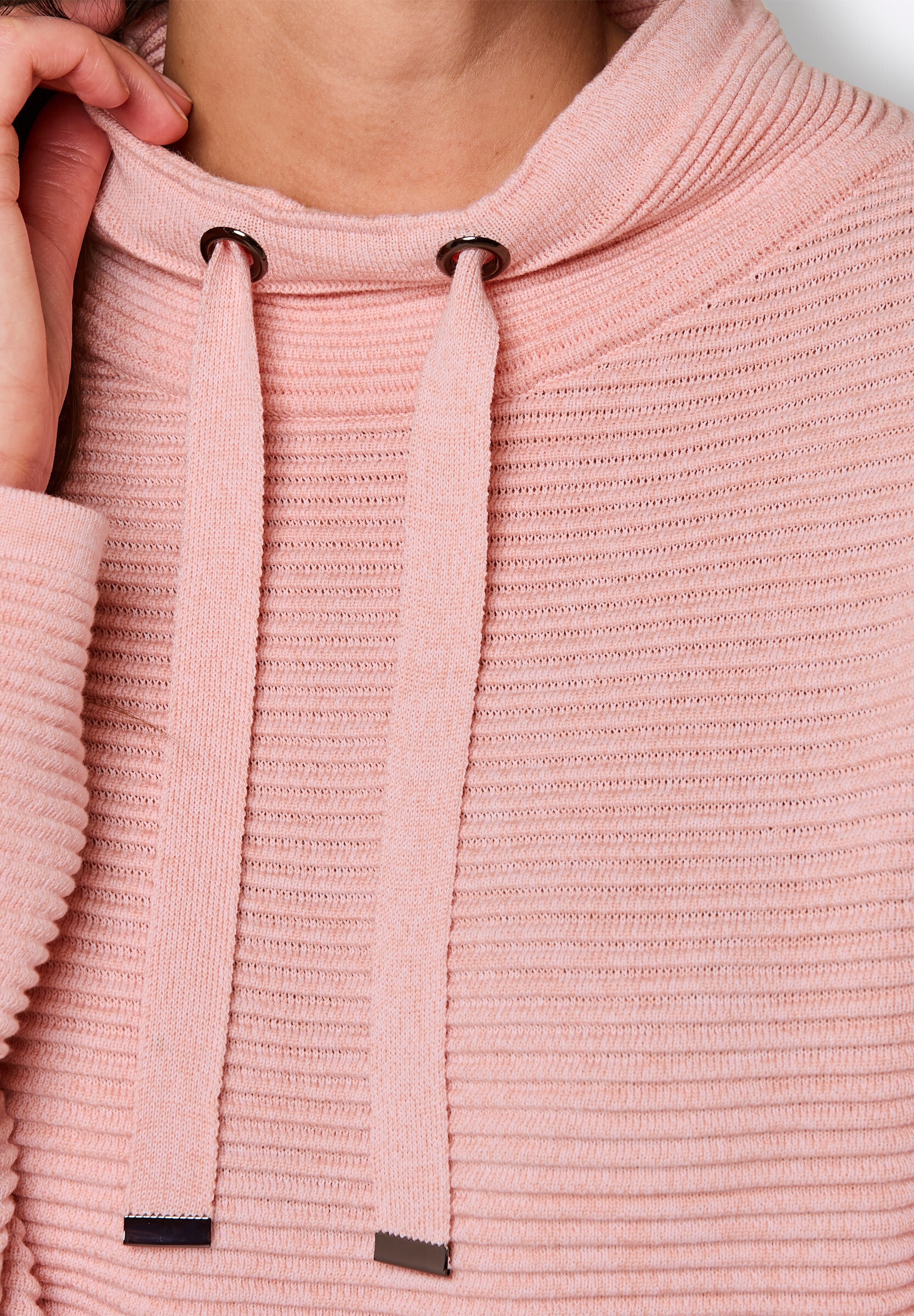 creation L Strickpullover »Lyocell-Baumwoll-Pullover Langarm-Pullover mit Ripp-Struktur«