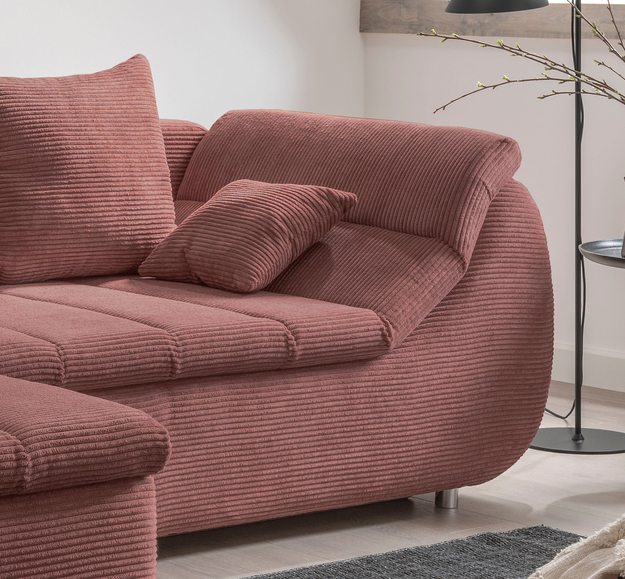 INOSIGN Ecksofa »Imola elegant und bequem, aktuelle Steppung im Sitz, L-Form«, wahlweise mit Bettfunktion