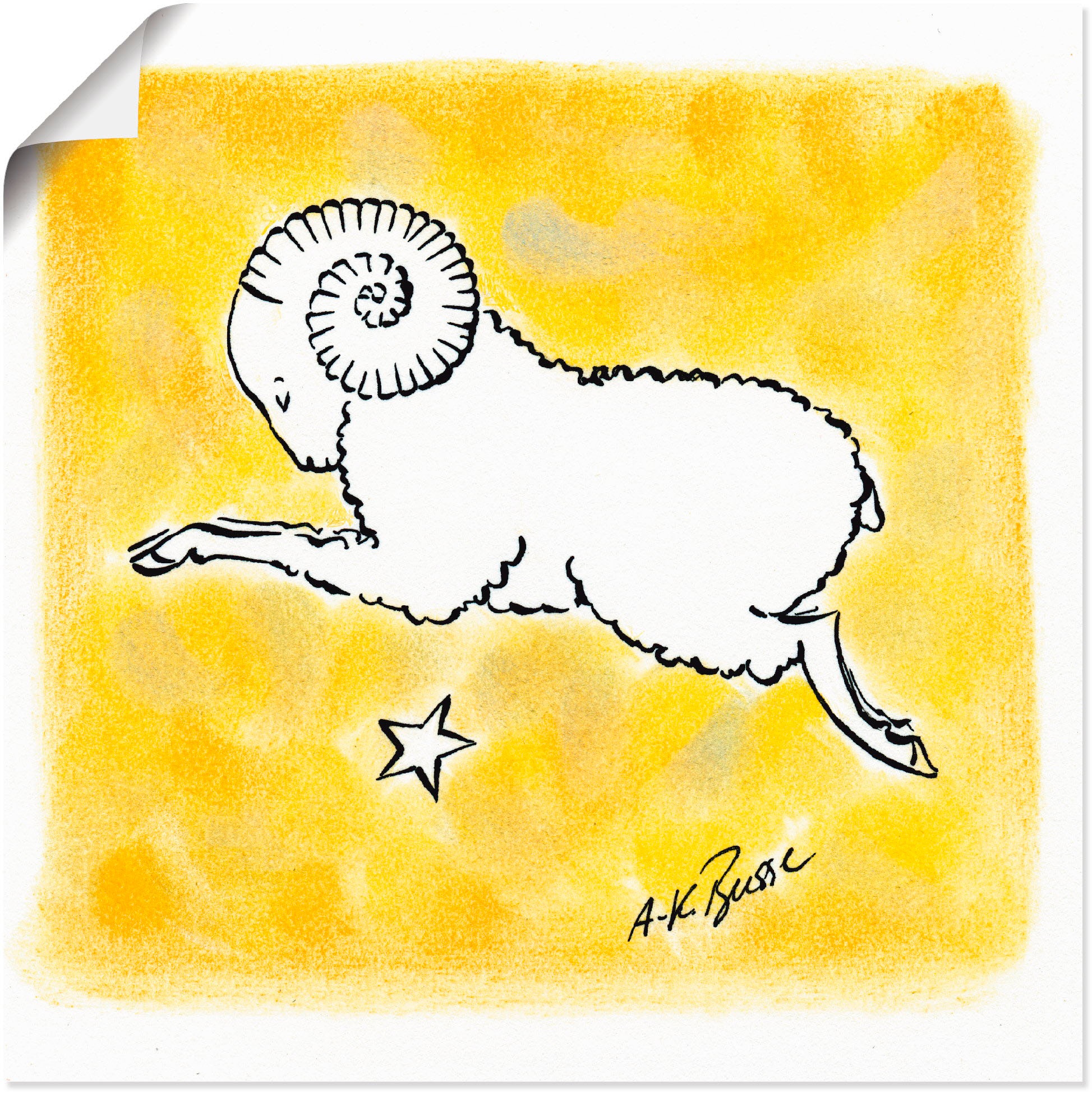 Artland Wandbild »Serie Sternzeichen Widder«, Sternzeichen, (1 St.), in vielen Größen & Produktarten -Leinwandbild, Poster, Wandaufkleber / Wandtattoo auch für Badezimmer geeignet