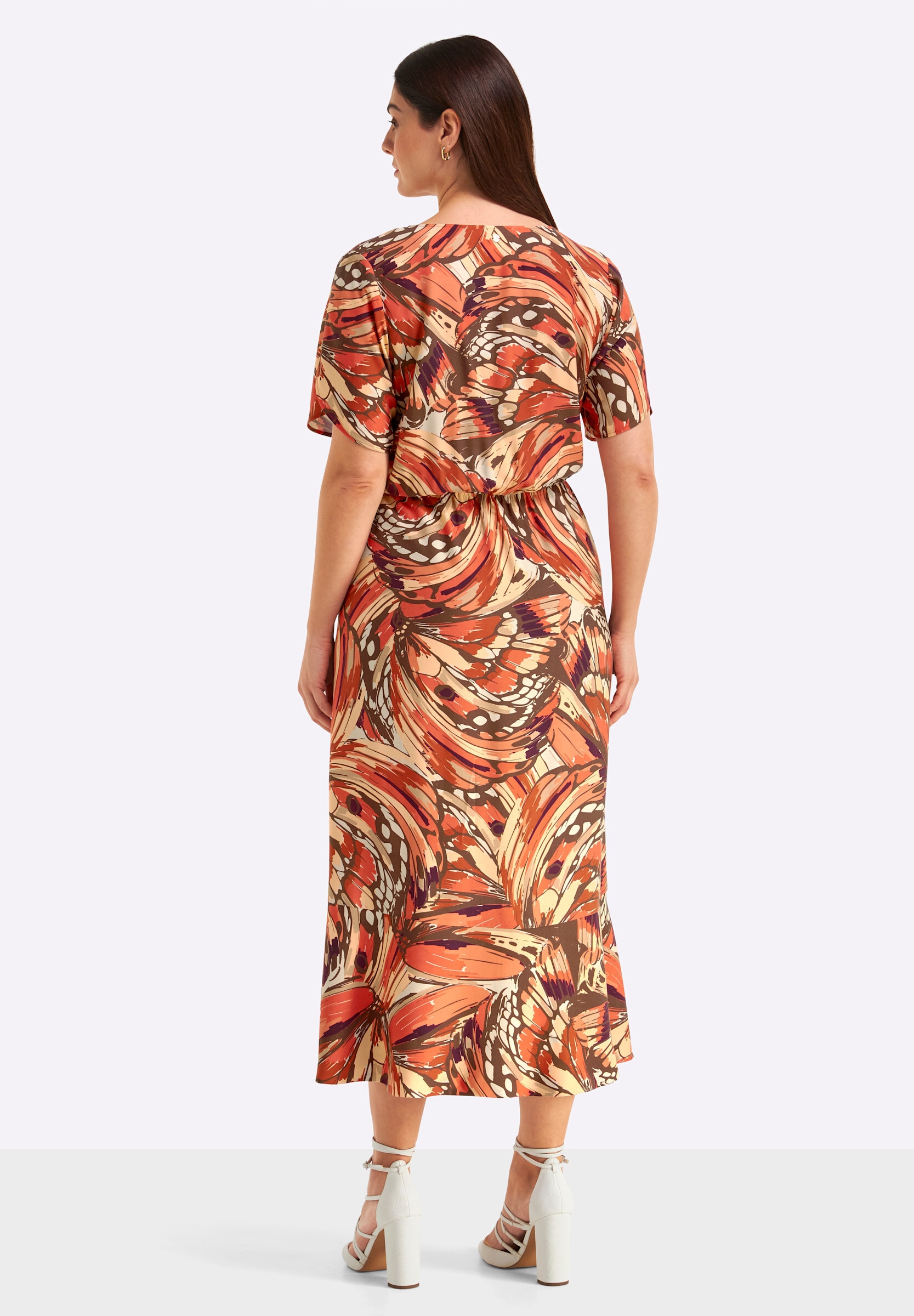 Sheego Wickelkleid »Kleid Volantkleid mit Schmetterlingsprint« Ohne Tasche