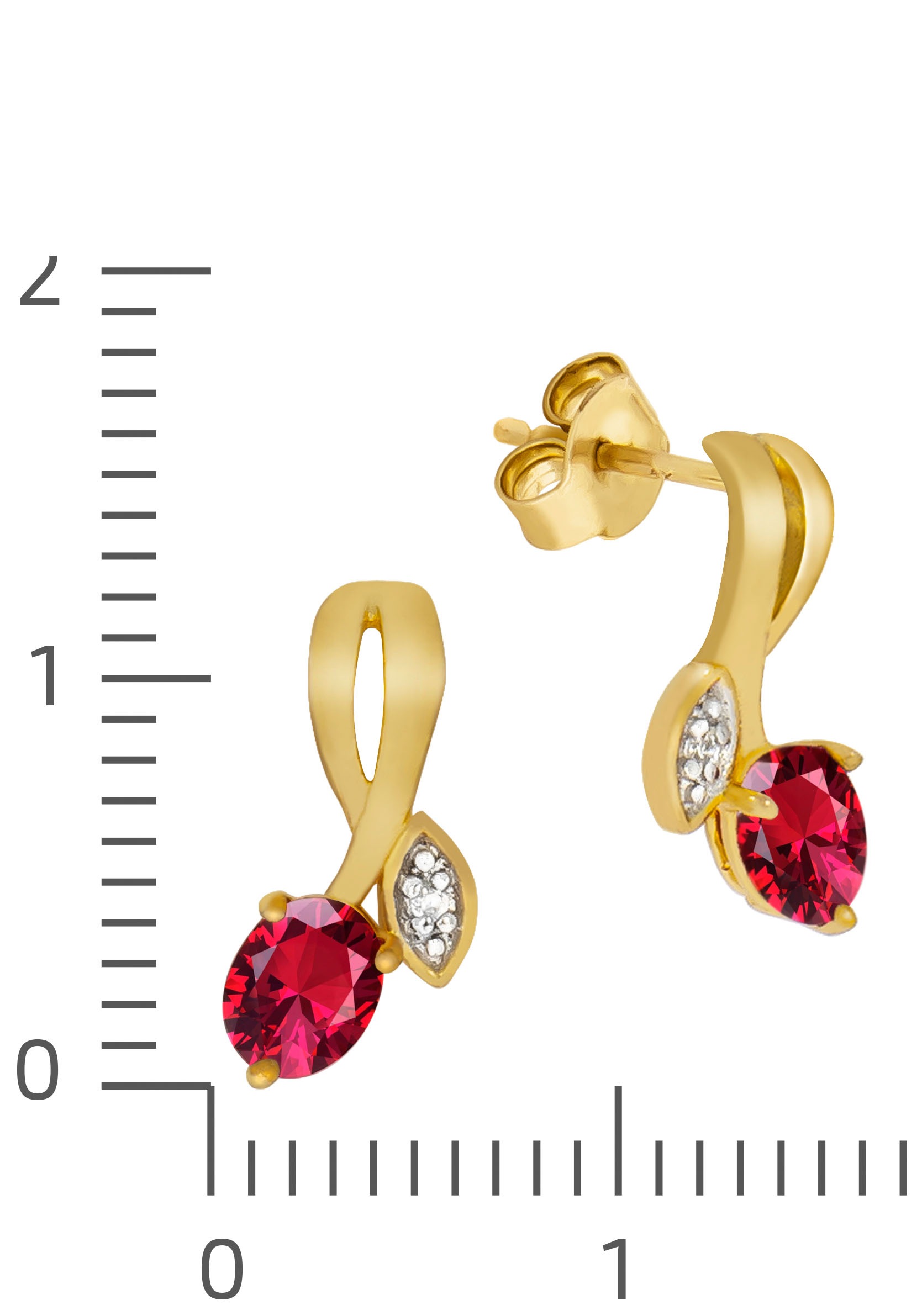 Firetti Paar Ohrstecker »Schmuck Geschenk Gold 375 Ohrschmuck Farbstein Edelstein Rubin«, mit Rubin, Zirkonia (synth.)