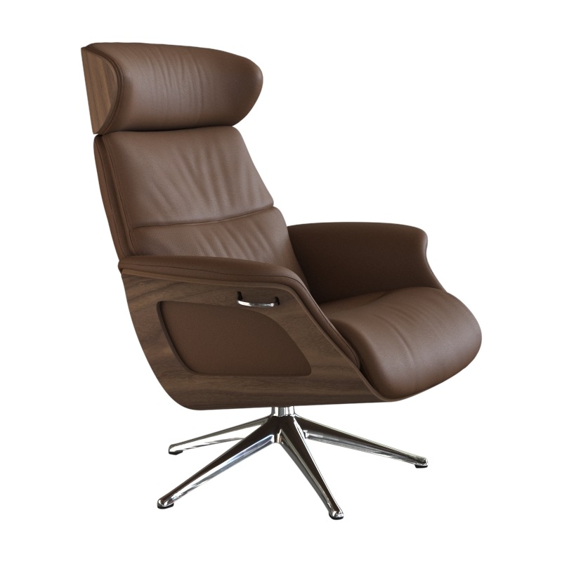 FLEXLUX Relaxsessel »Rücken u. Kopfverstellung, ergonomisch, Airchannels, klasse Komfort«, Rücken- & Kopfteilverstellung, Drehbar, Armlehne Walnuss, Fuß Alu