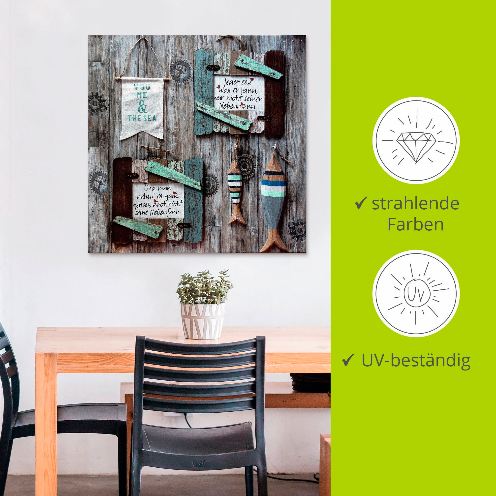 Artland Alu-Dibond-Druck »Du ich und der See« Fisch & Meeresfrüchte 1 Stk. tlg. für Innen- und Außenbereich geeignet, Outdoorbild