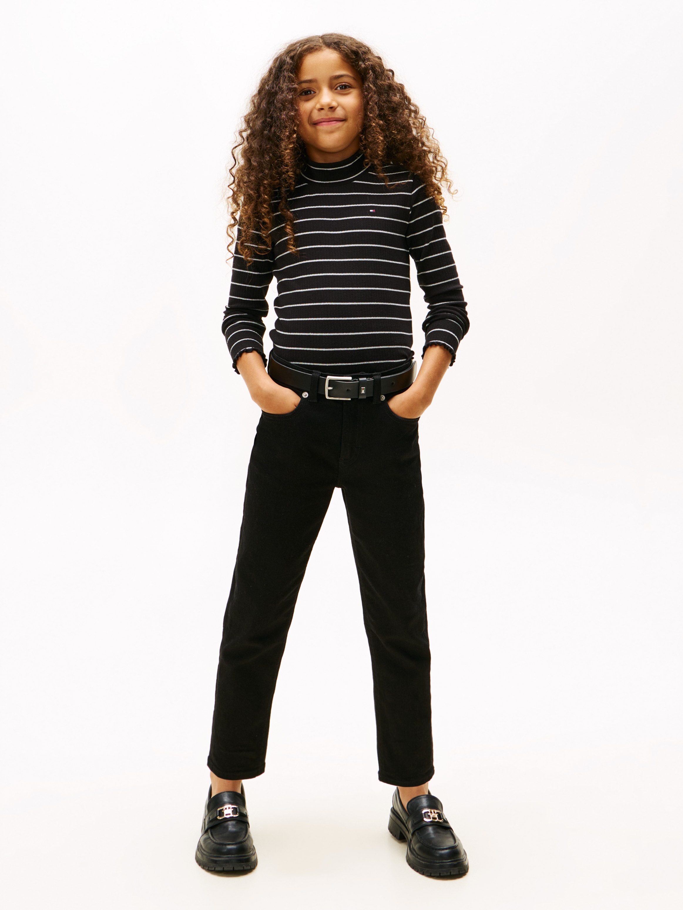 Tommy Hilfiger Langarmshirt »SPARKLE STRIPE MOCK NECK L/S« Kinder bis 16 Jahre