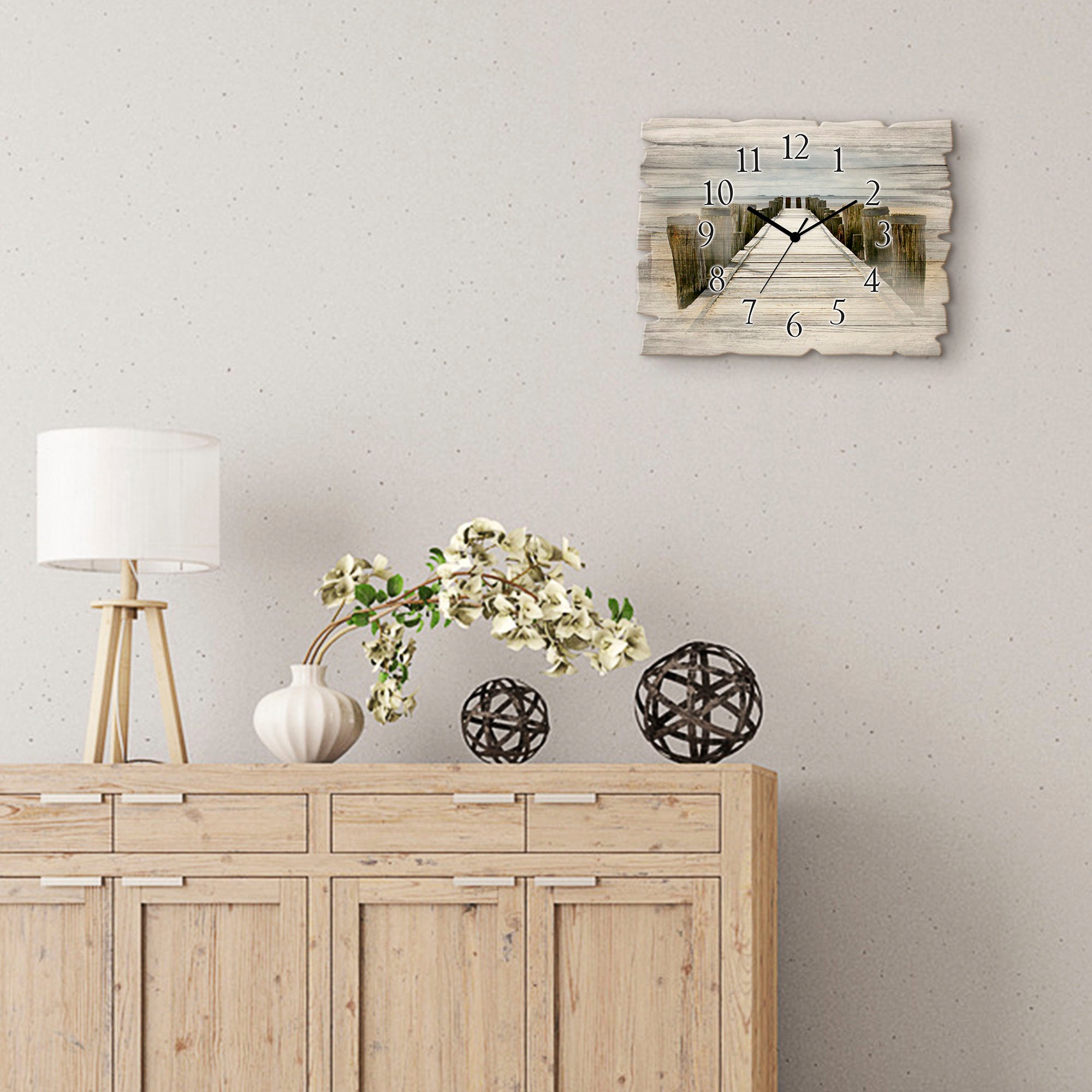 Artland Wanduhr »Steg ins Watt« wahlweise mit Quarz- oder Funkuhrwerk, lautlos ohne Tickgeräusche