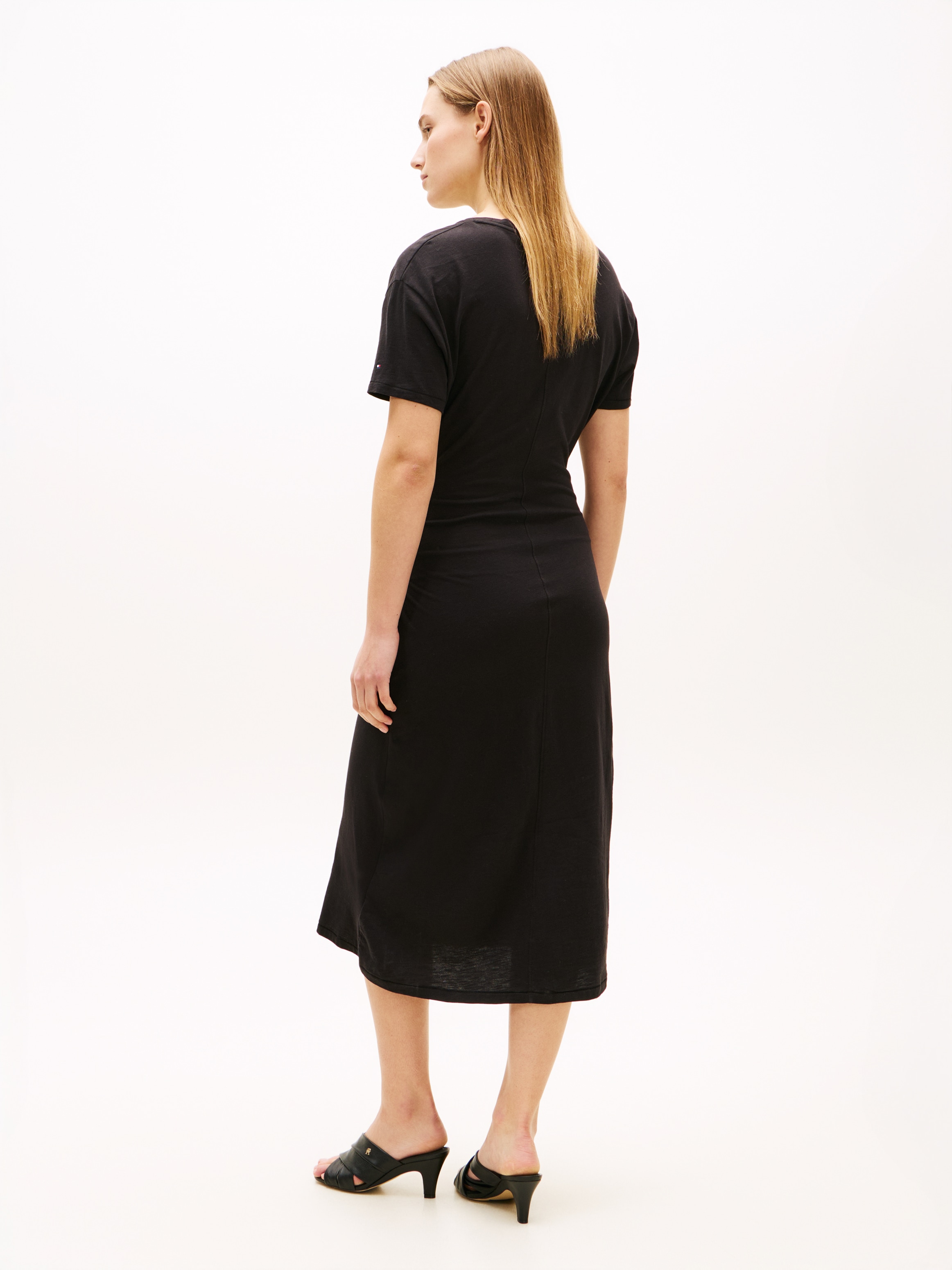 Tommy Hilfiger Shirtkleid »CO SLUB KNOT MIDI DRS« Ohne Taschen mit Bindegürtel