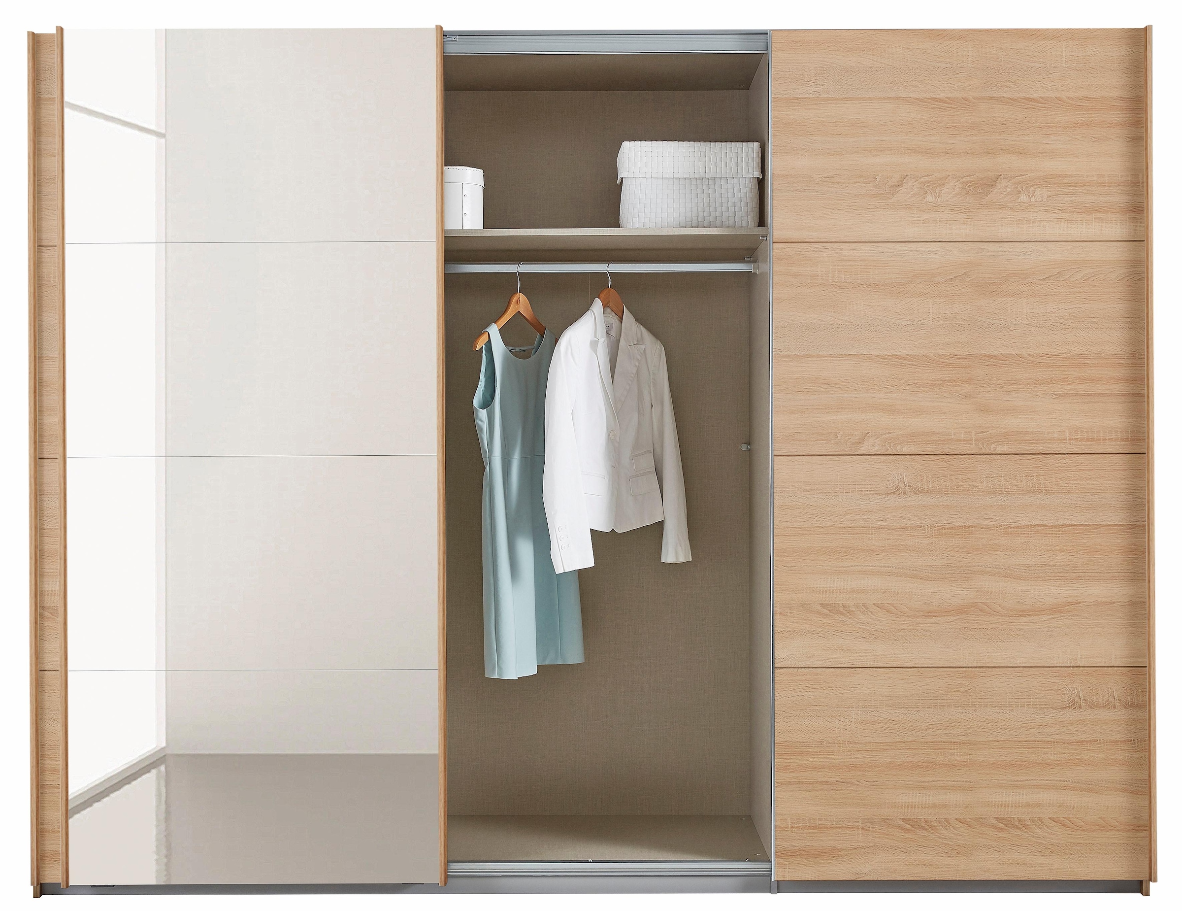 rauch Schwebetürenschrank »Kleiderschrank Schrank Garderobe Schlafzimmerschrank TUBONA«, inkl. Schubkasteneinsatz und zusätzlichen Einlegeböden MADE IN GERMANY