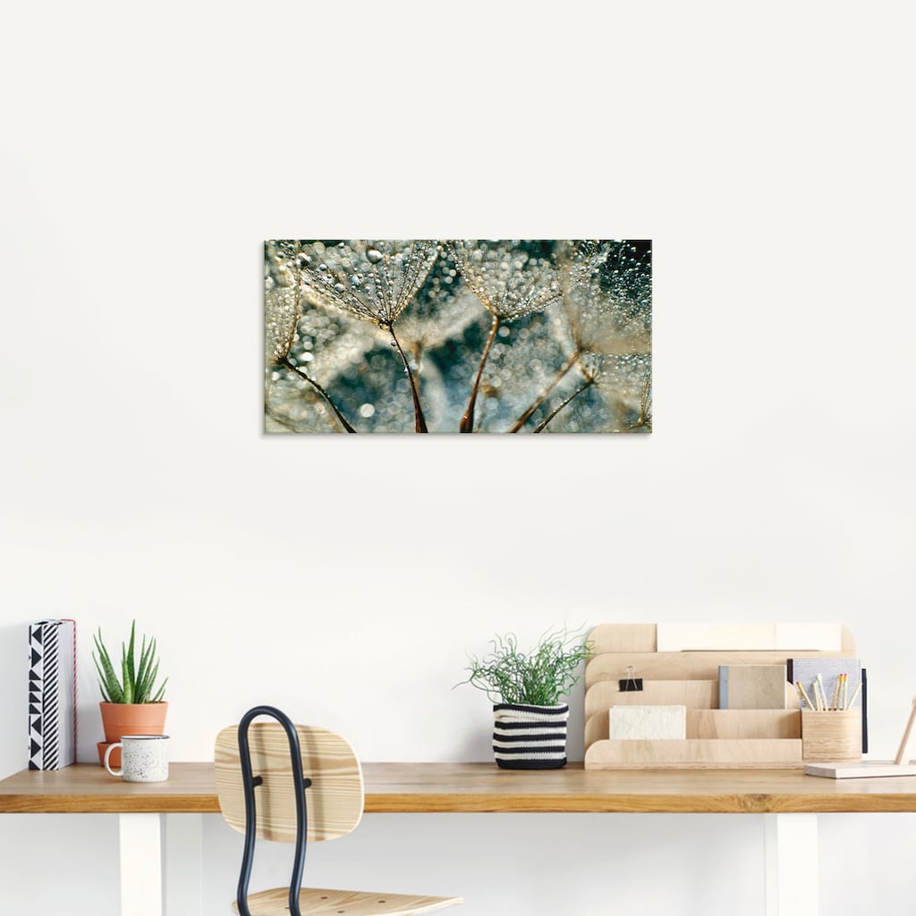 Artland Glasbild »Pusteblume Regenschauer«, Blumen, (1 St.)