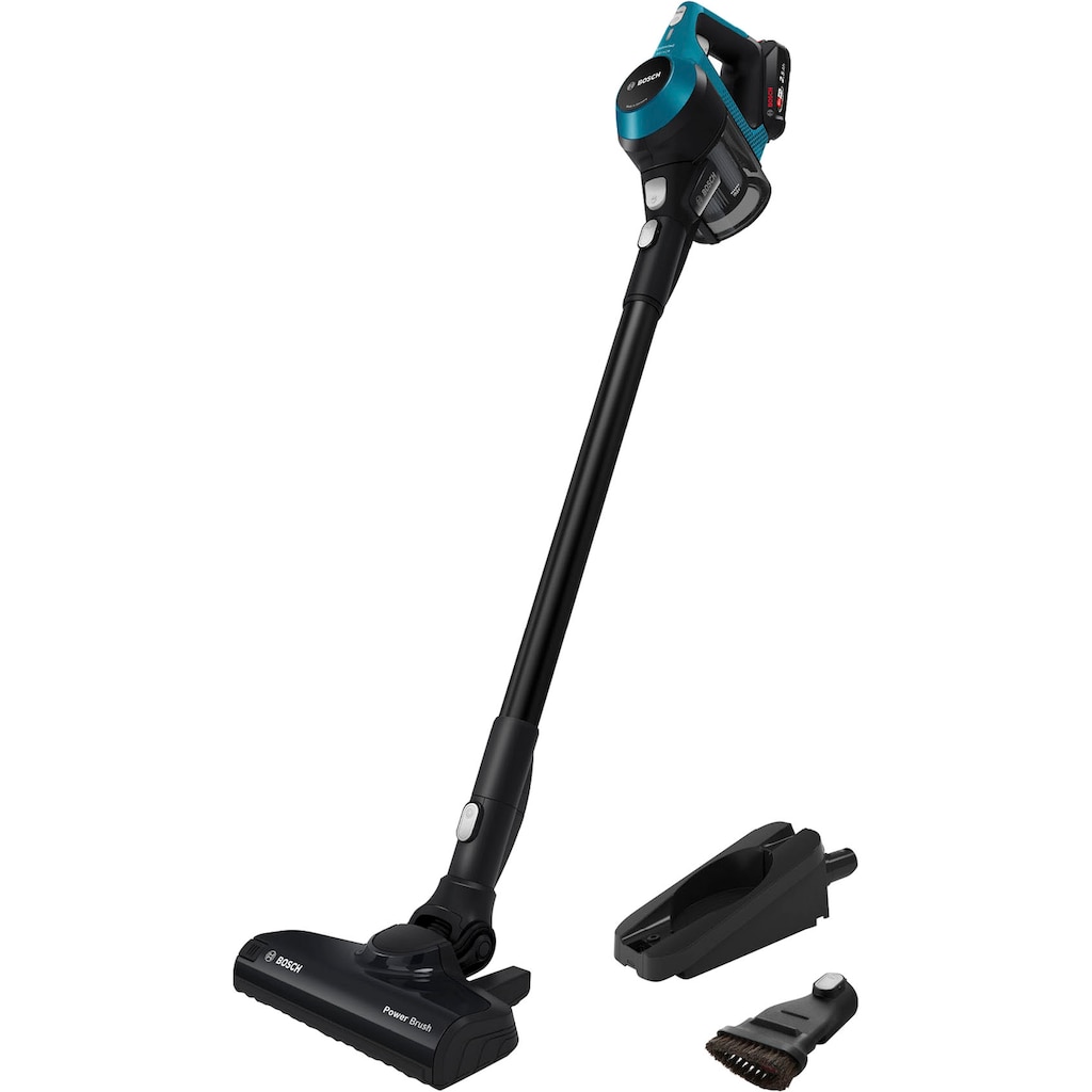 BOSCH Akku-Stielstaubsauger »Unlimited 6 BKS6111P, Hygiene-Filter, 10 Jahre Motorgarantie, leicht«, Akku wechselbar, alle Bodenarten, hohe Saugkraft, lange Laufzeit, blau