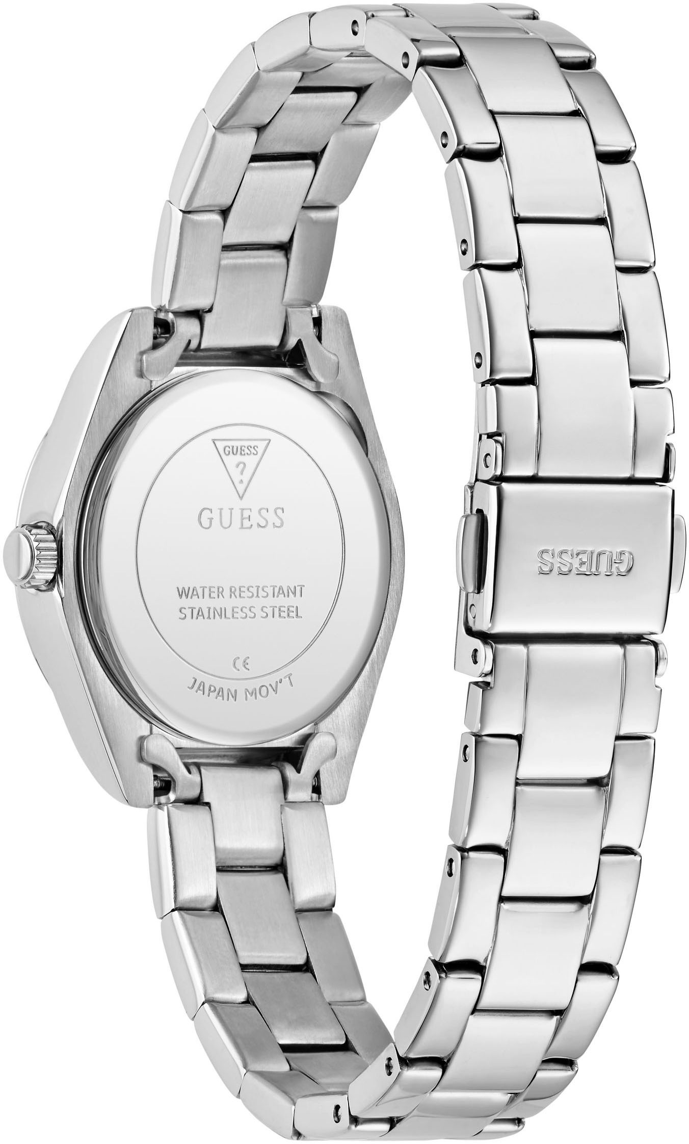 Guess Quarzuhr »MINI LUNA« Armbanduhr, Damenuhr, Edelstahlarmband