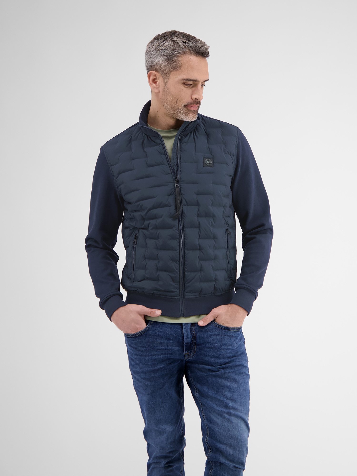 LERROS Sweatjacke »LERROS Herren Sweatjacke mit gesteppter Front«