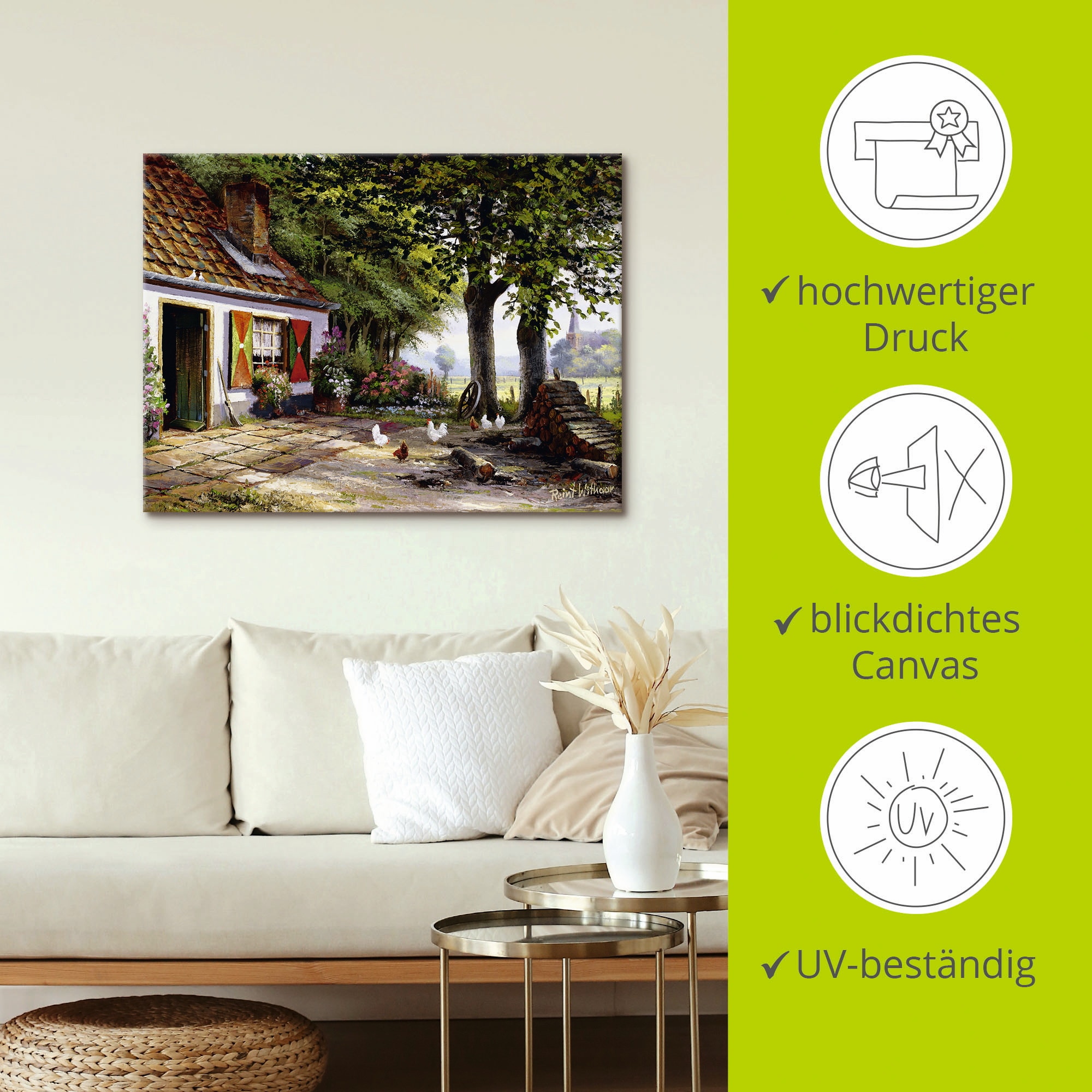 Artland Wandbild »Hühner auf dem Hof«, Garten, (1 St.), als Leinwandbild, Poster in verschied. Größen