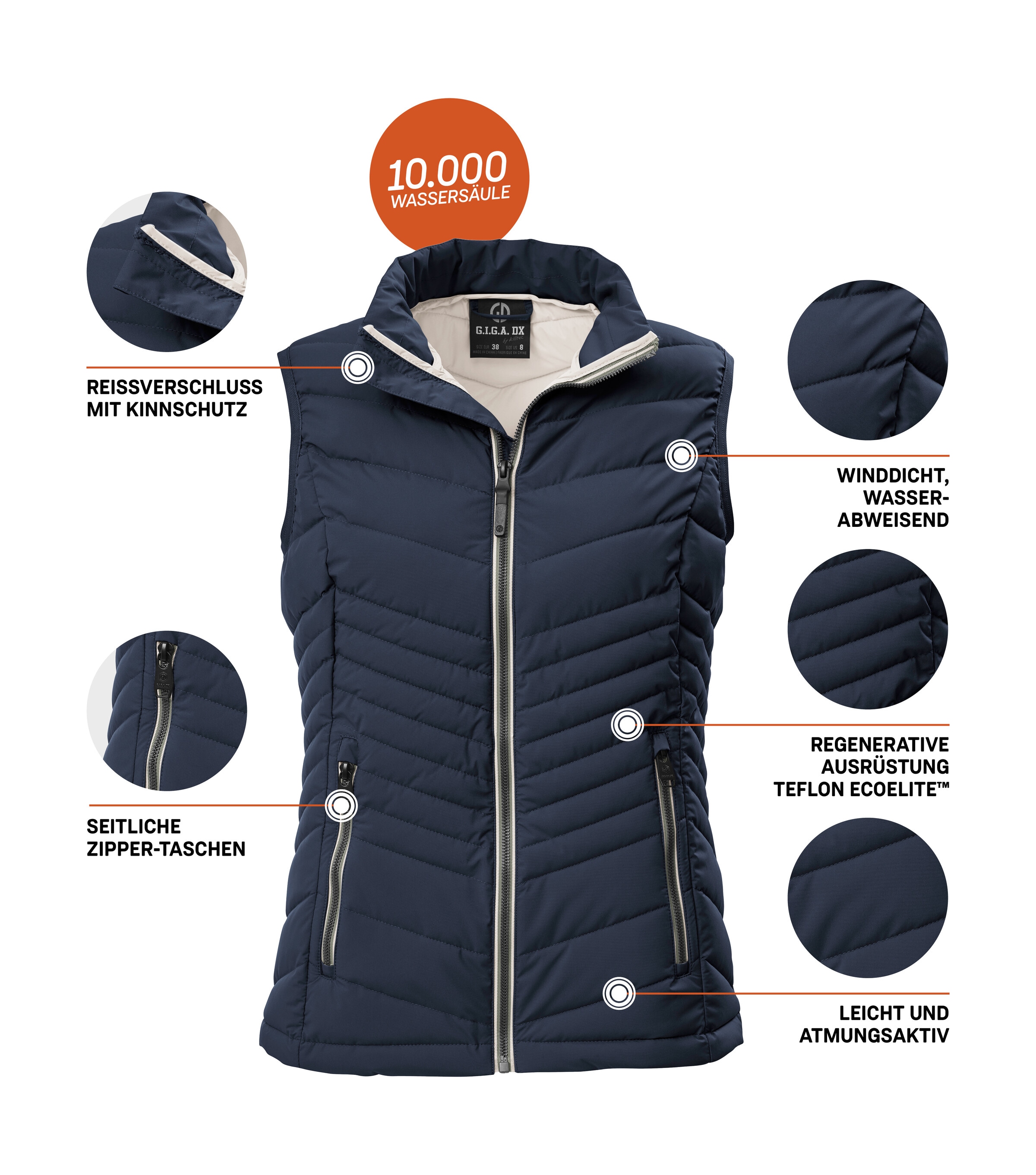 G.I.G.A. DX by killtec Steppweste »GS 109 WMN QLTD VST« Atmungsaktive, winddichte Damenweste mit 10.000 mm Wassersäule